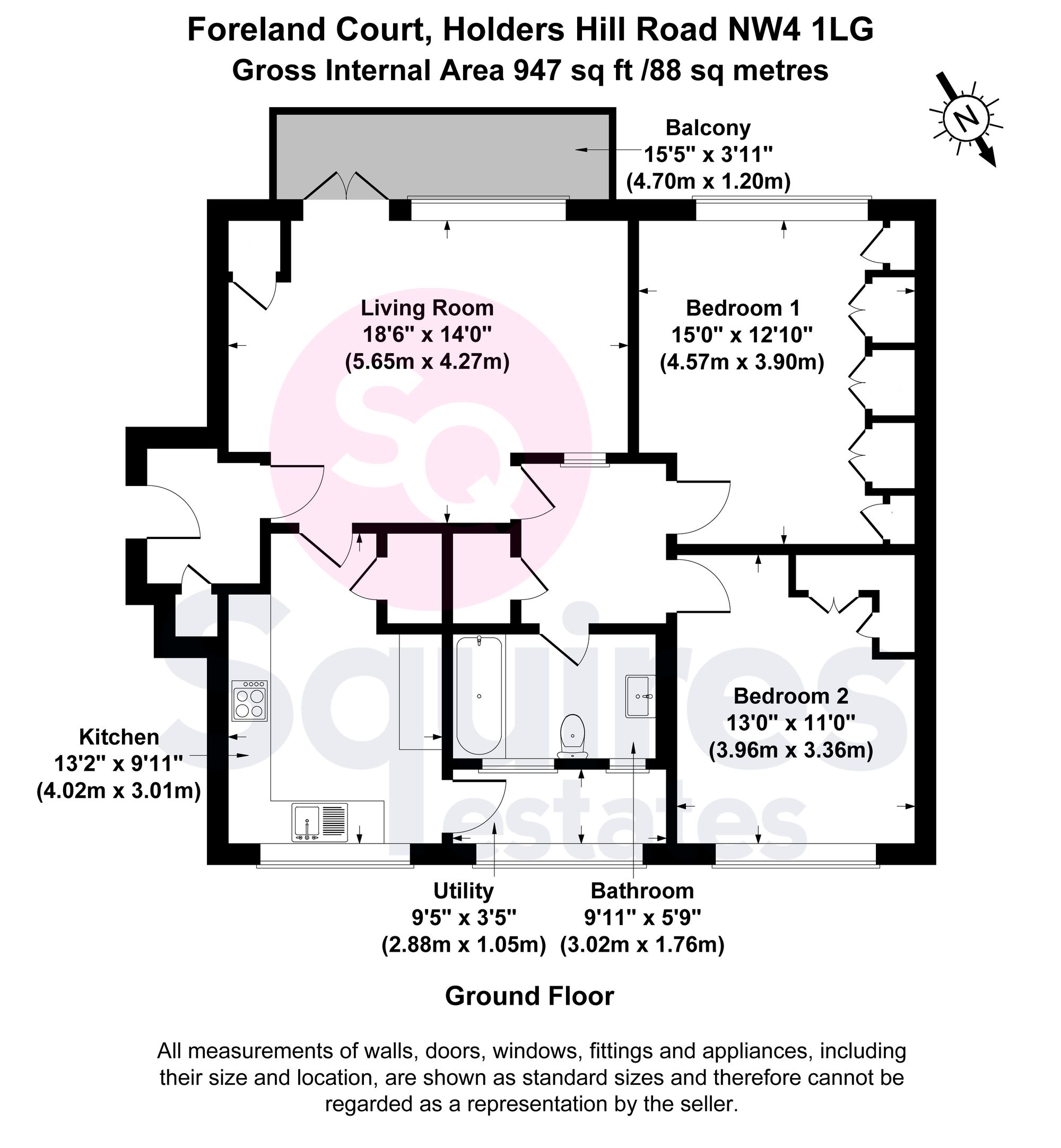 Flat 1, Foreland Court Holders Hill Road, London floorplan
