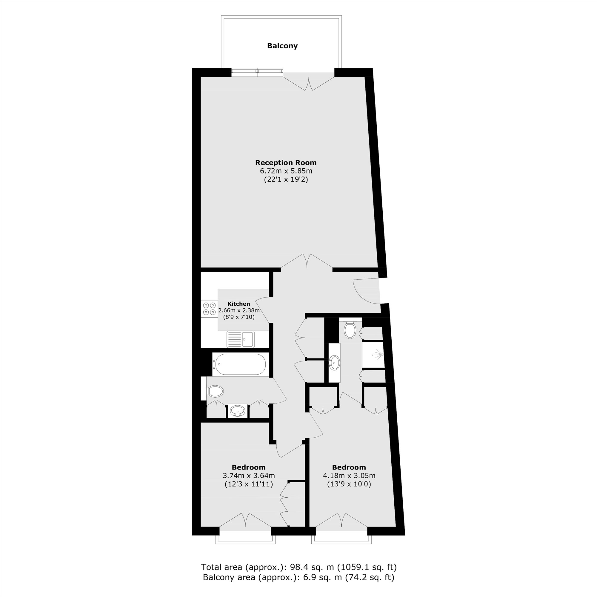 Flat 1302, New Providence Wharf, 1, Fairmont Avenue, London floorplan