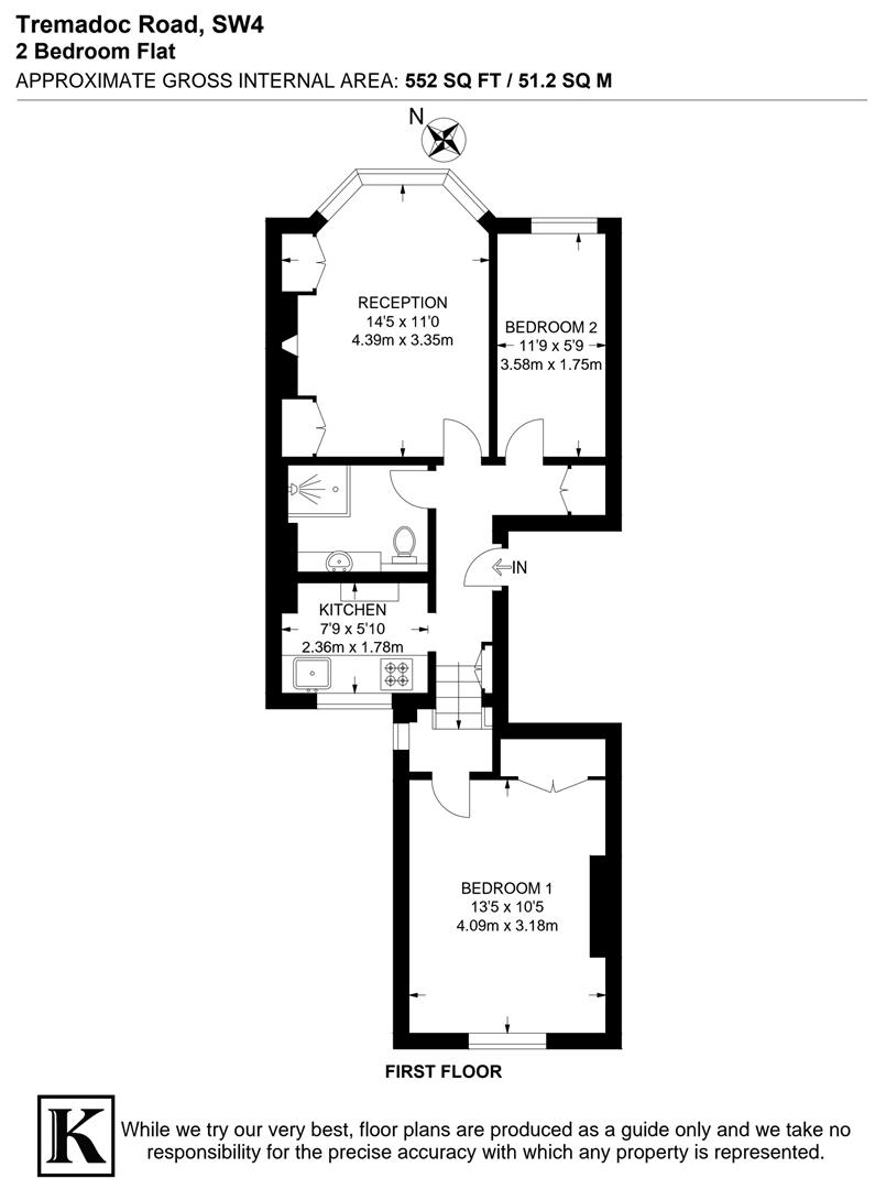 First Floor Flat, 48, Tremadoc Road, London floorplan