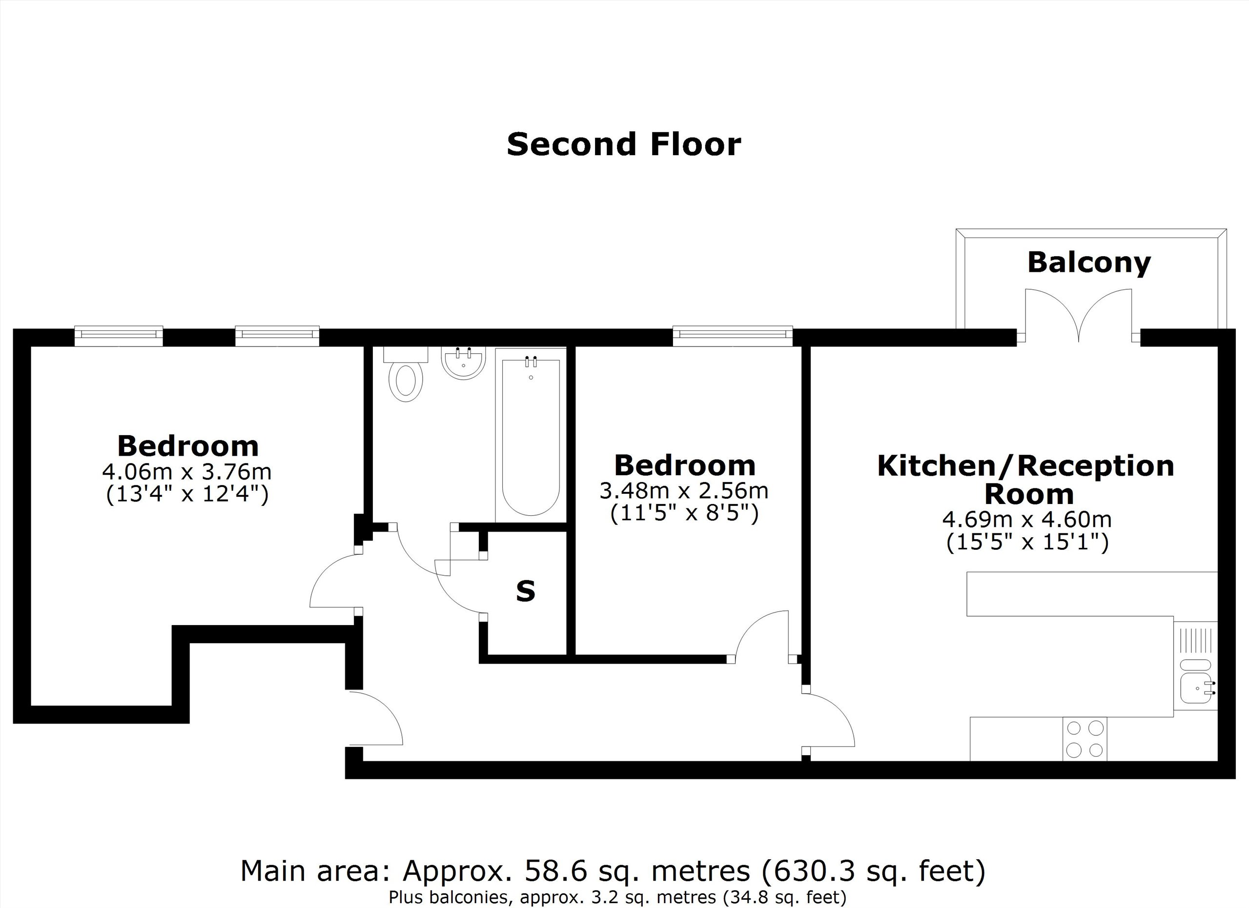 Flat 11, Odyssey House, 844, Garratt Lane, London floorplan
