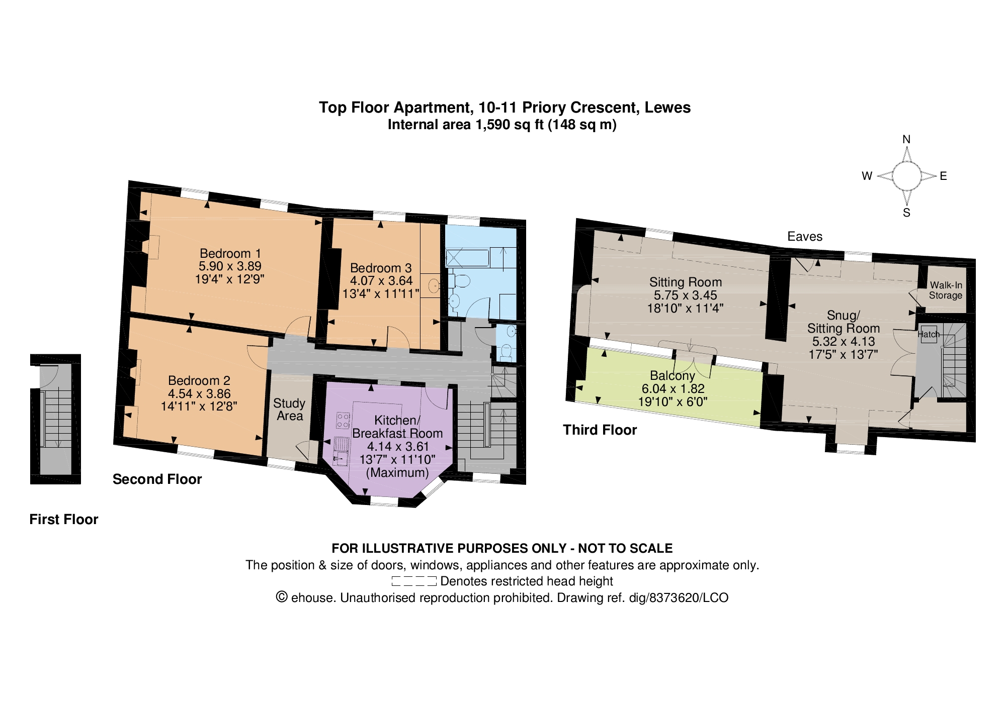 3 Bedrooms Flat for sale in Priory Crescent, Lewes, East Sussex BN7