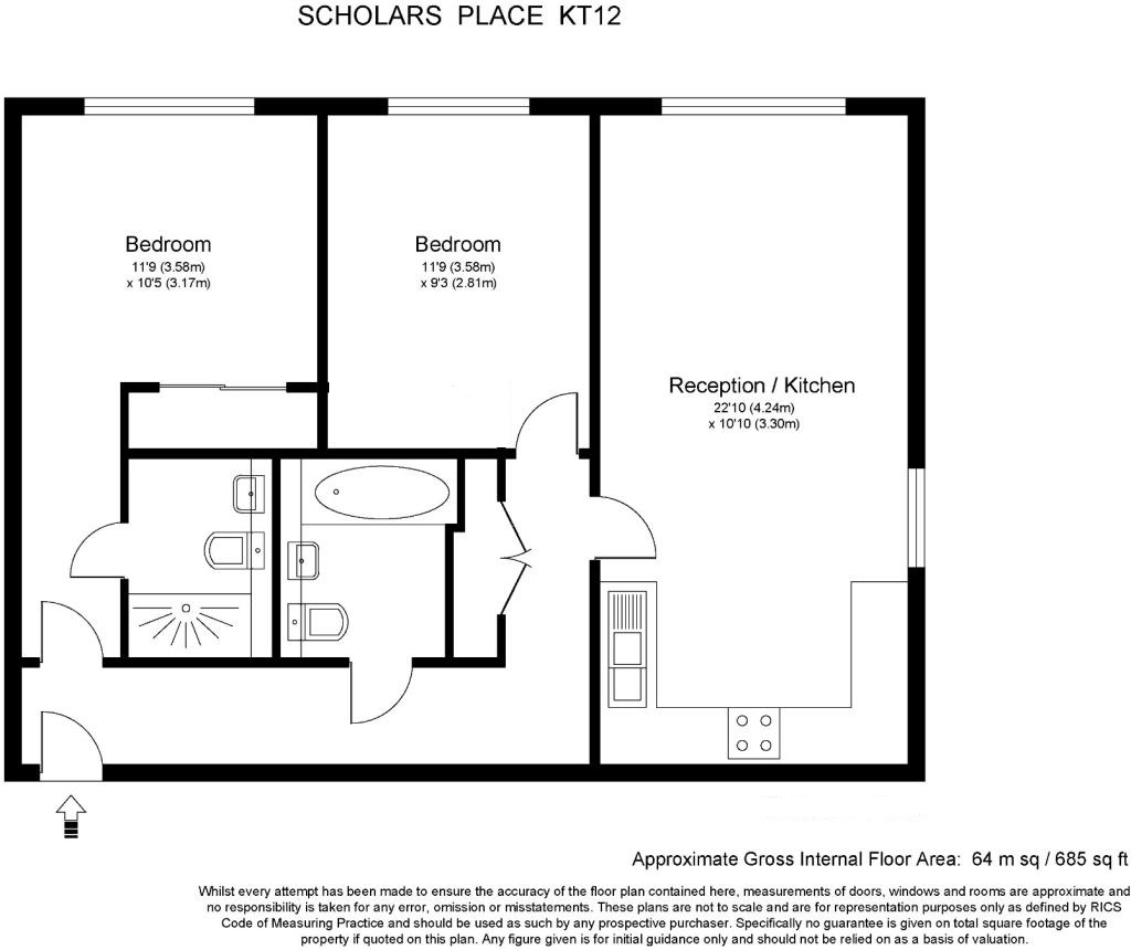 17, Scholars Place, Walton On Thames floorplan