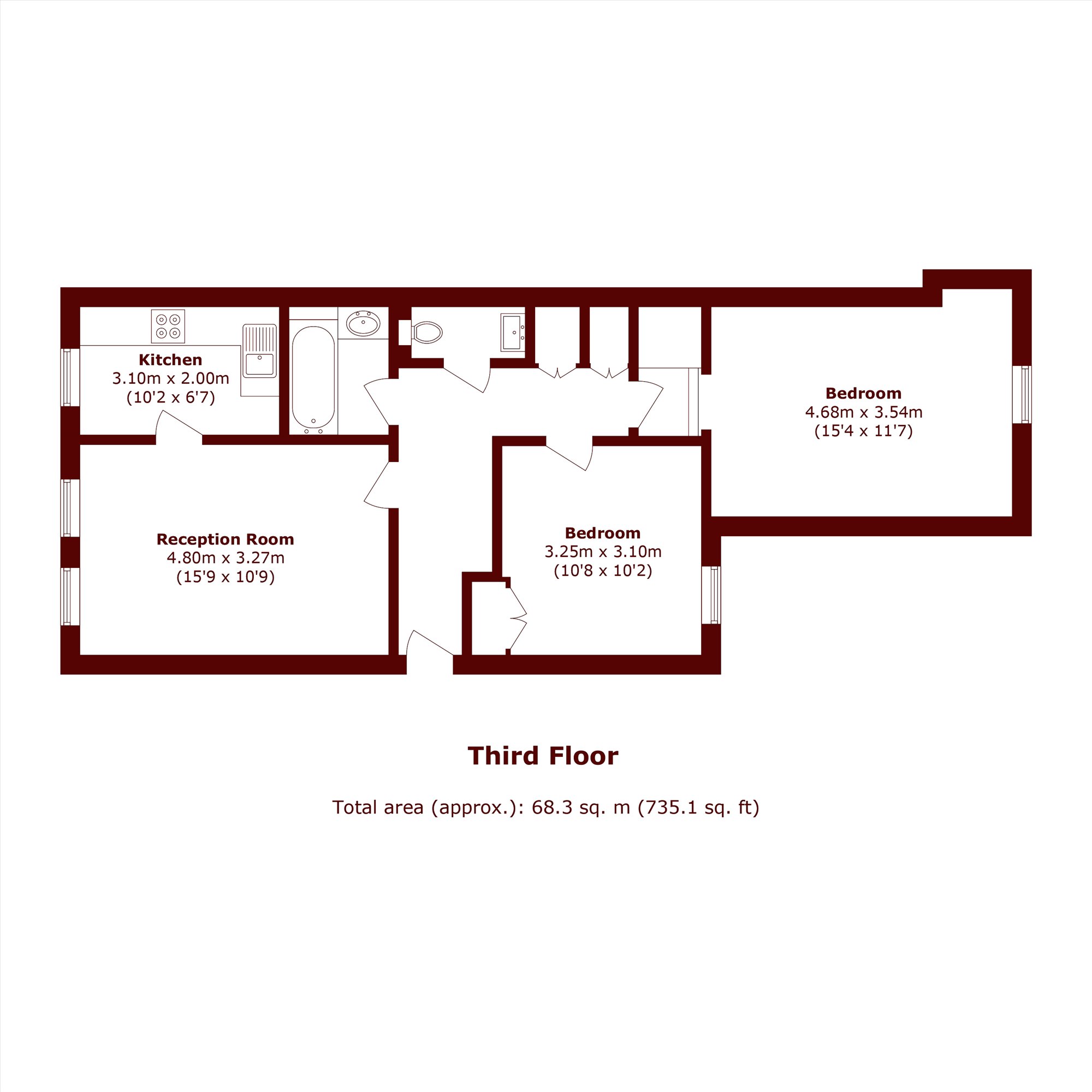 Flat 8, 61, Kensington Gardens Square, London floorplan