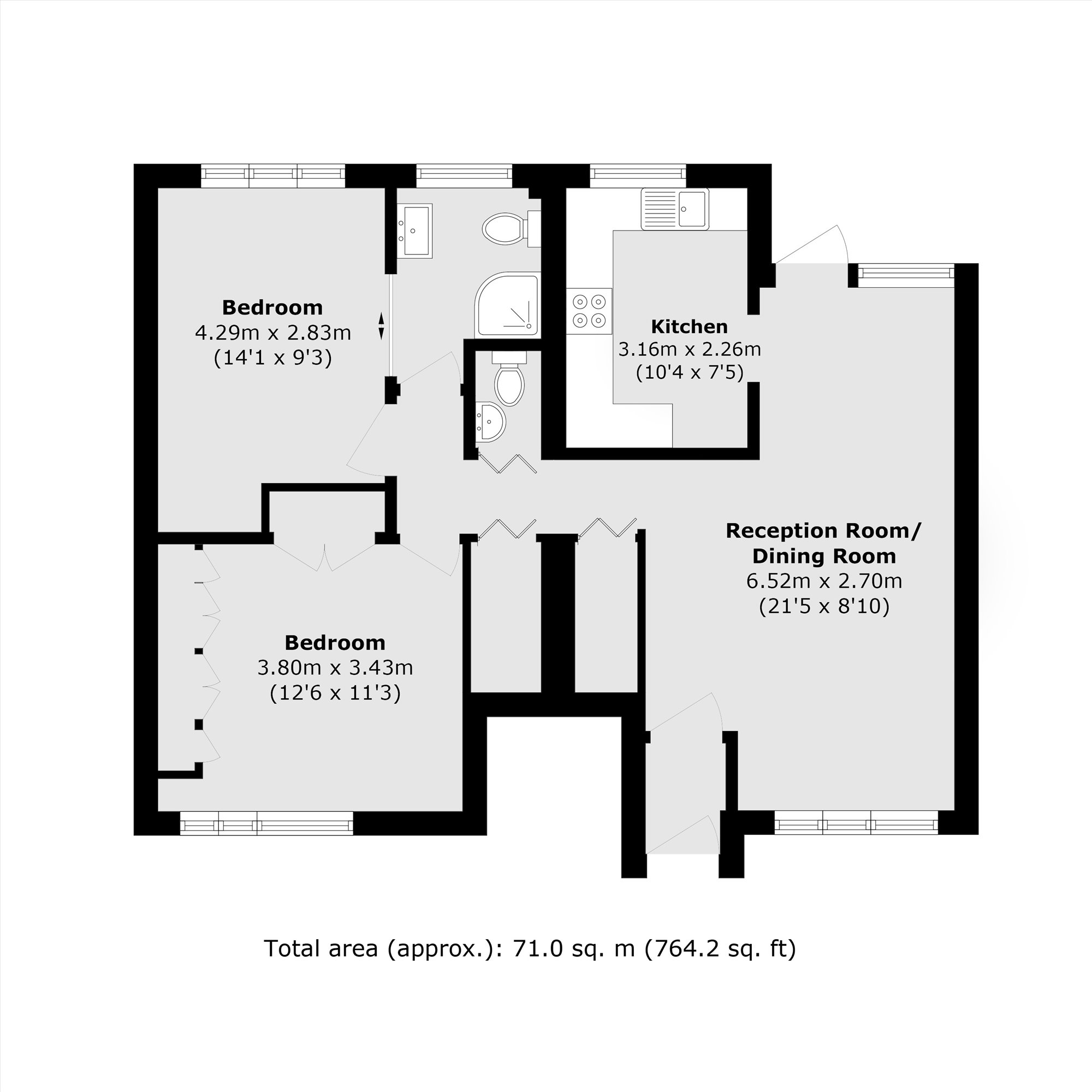 Flat 18, Oakhill Court, Edge Hill, London floorplan