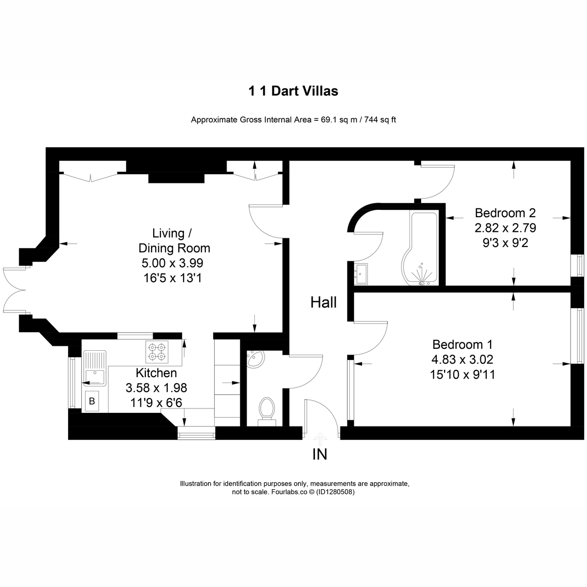 Flat Flat 1, 1, Dart Villas, Totnes floorplan