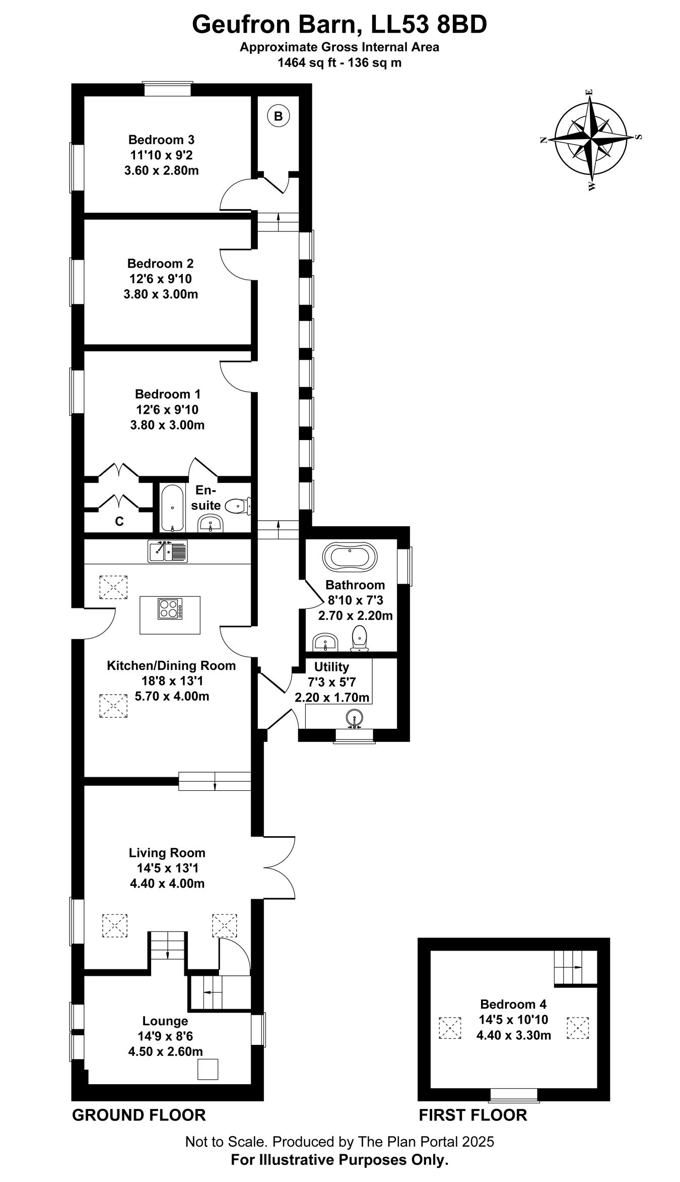 Geufron Barn, Pwllheli floorplan
