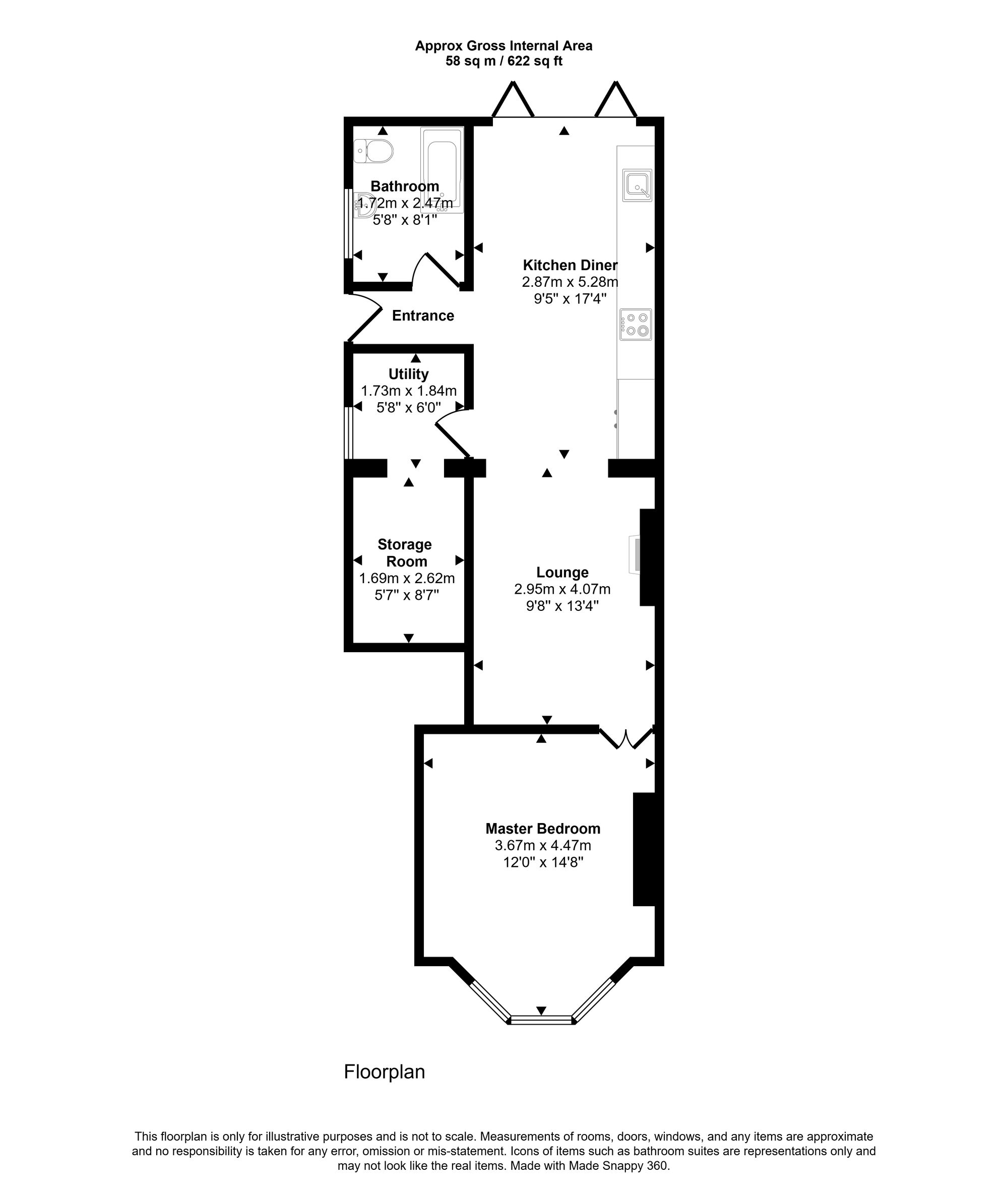 Flat 1, 1 Sunnyside Road, Weston-Super-Mare floorplan