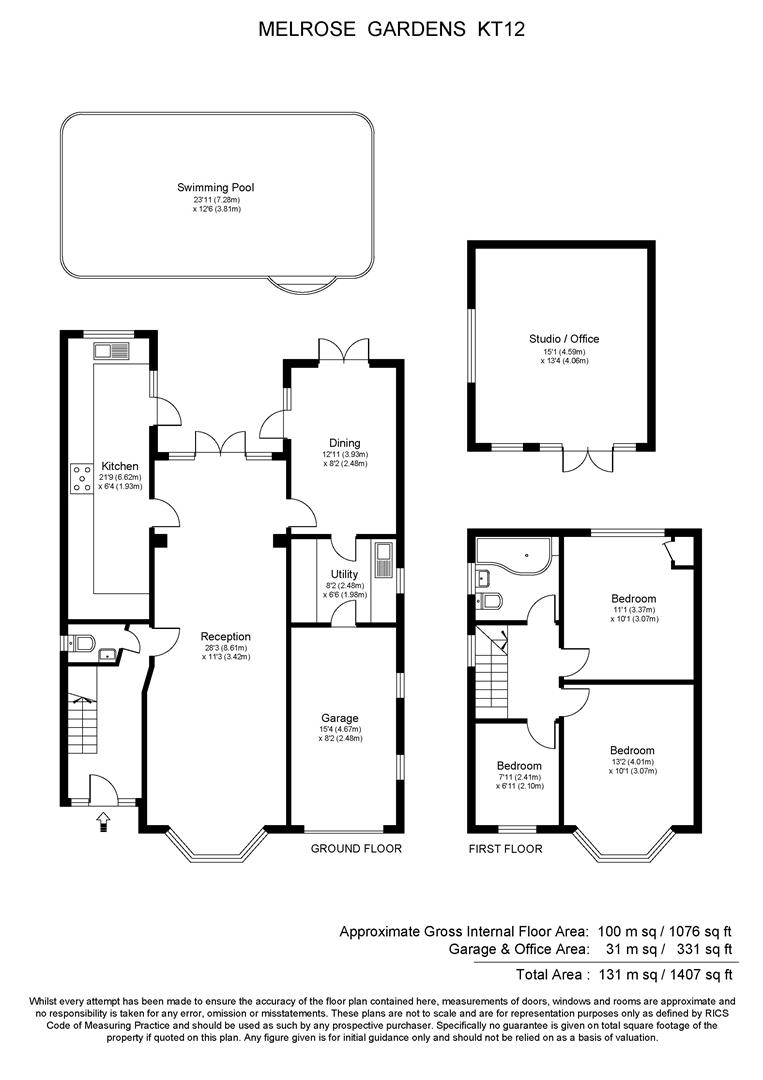 3 Bedrooms Detached house for sale in Melrose Gardens, Hersham, Walton-On-Thames KT12