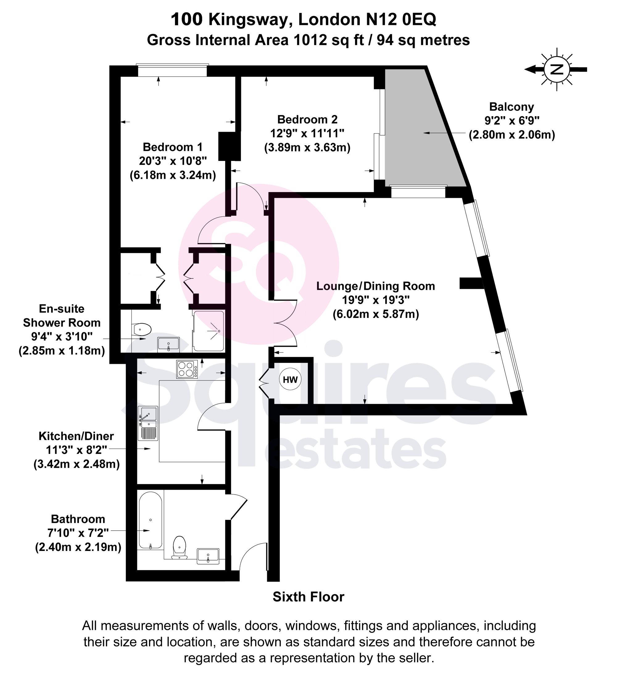 Flat 613, 100 Kingsway, London floorplan
