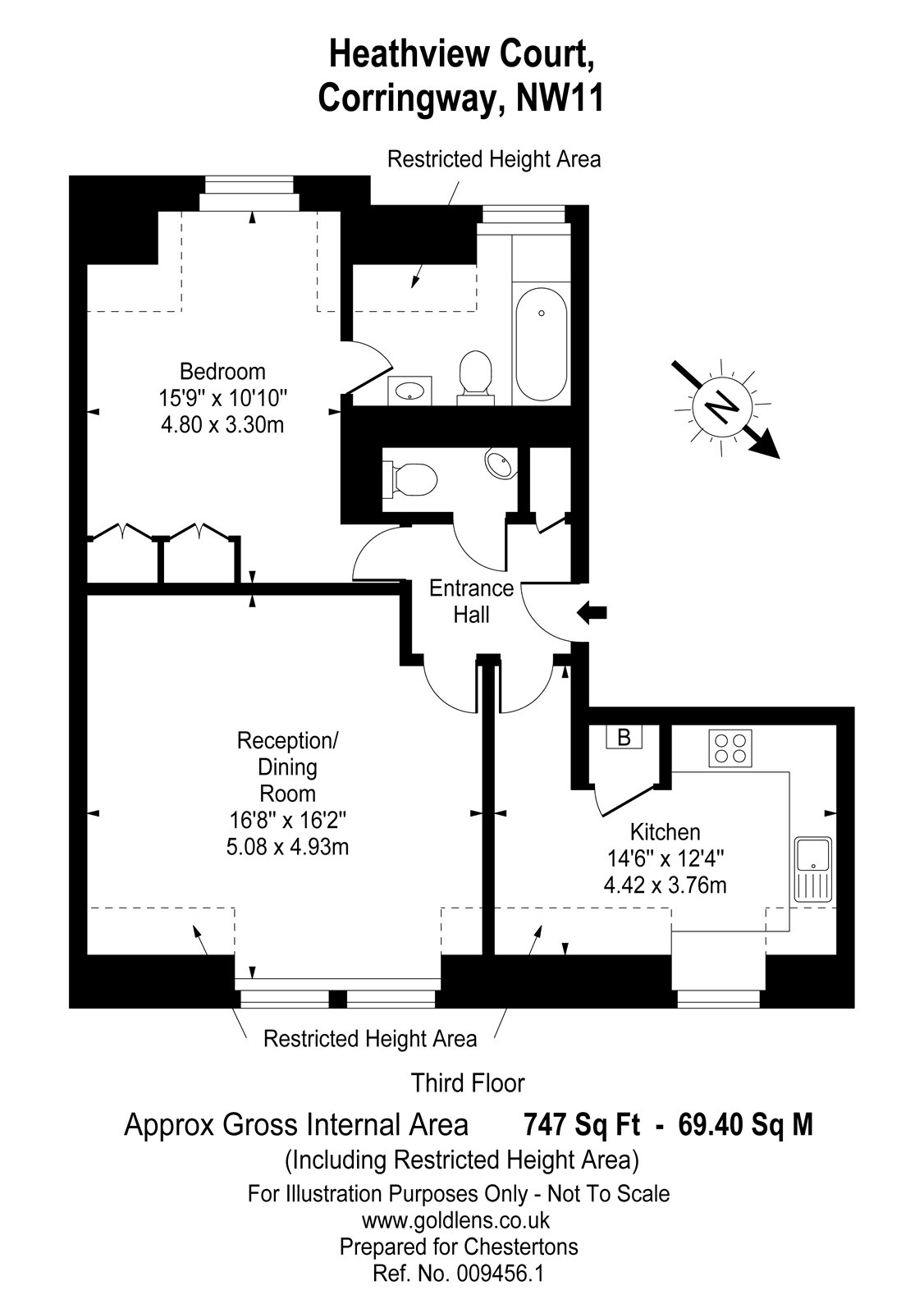 1 Bedrooms Flat to rent in Heathview Court, 20 Corringway, London NW11