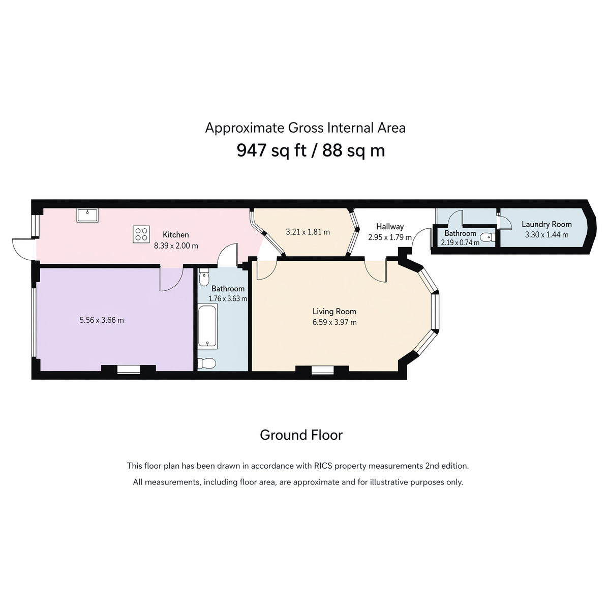 Flat Basement, 130, Sinclair Road, London floorplan