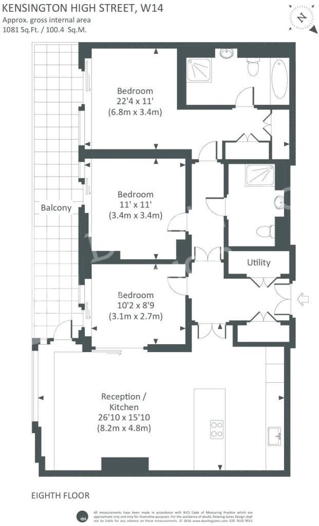 Flat 51, Wolfe House, Kensington High Street floorplan