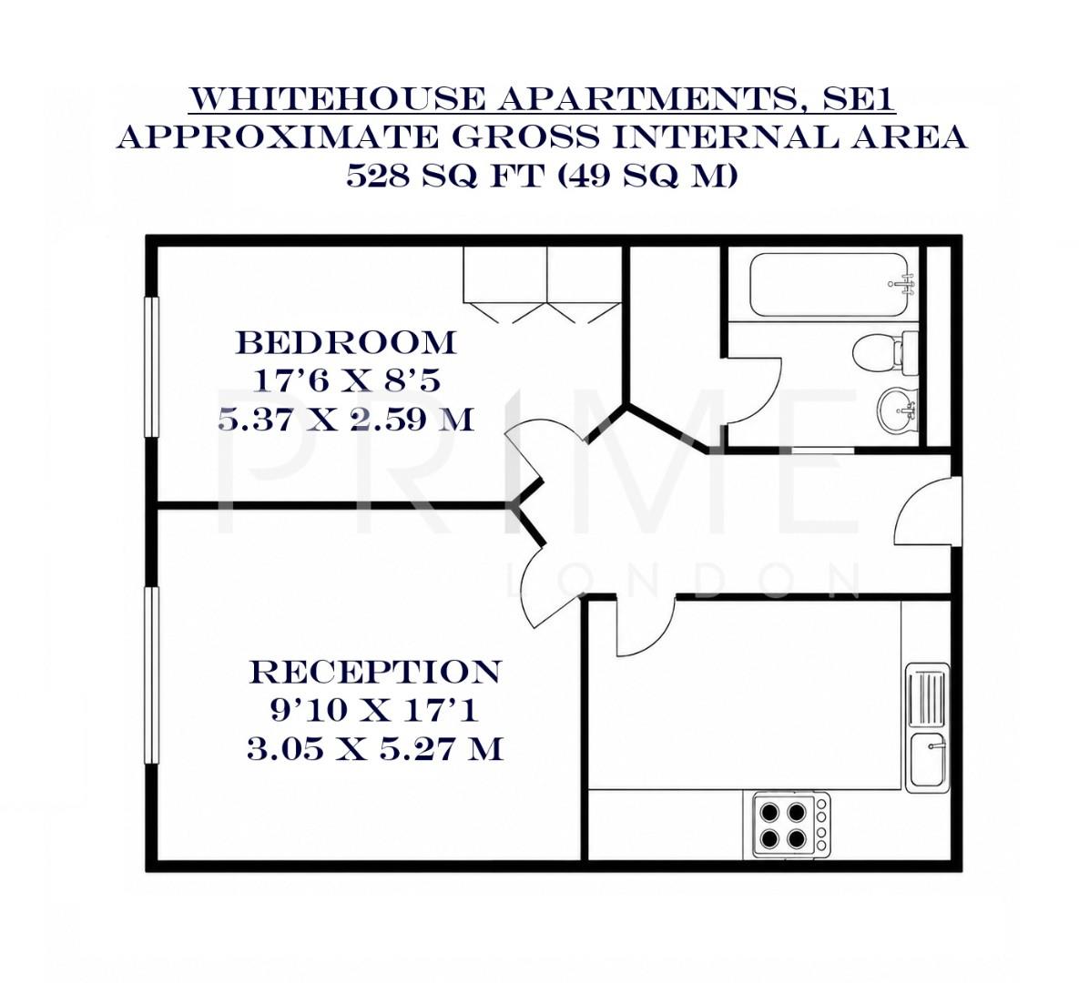 637, Whitehouse Apartments, South Bank floorplan