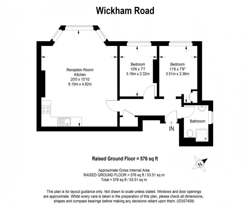 Flat 3, 76, Wickham Road, Brockley floorplan