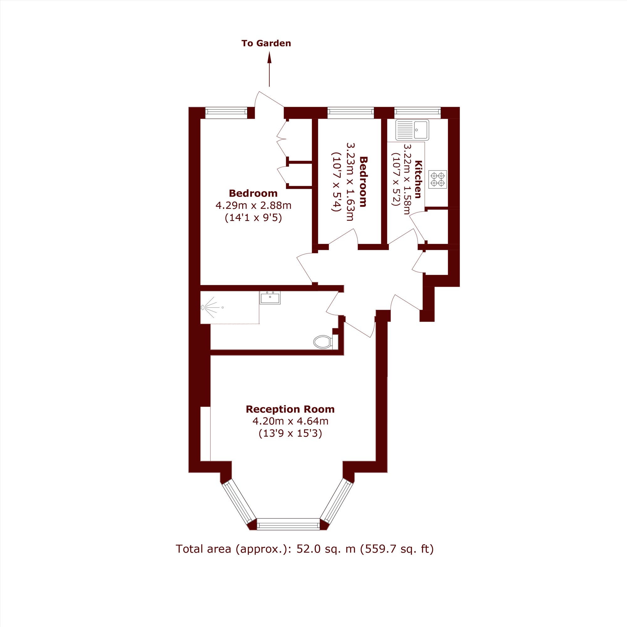 Flat 1, 57, Sinclair Road, London floorplan