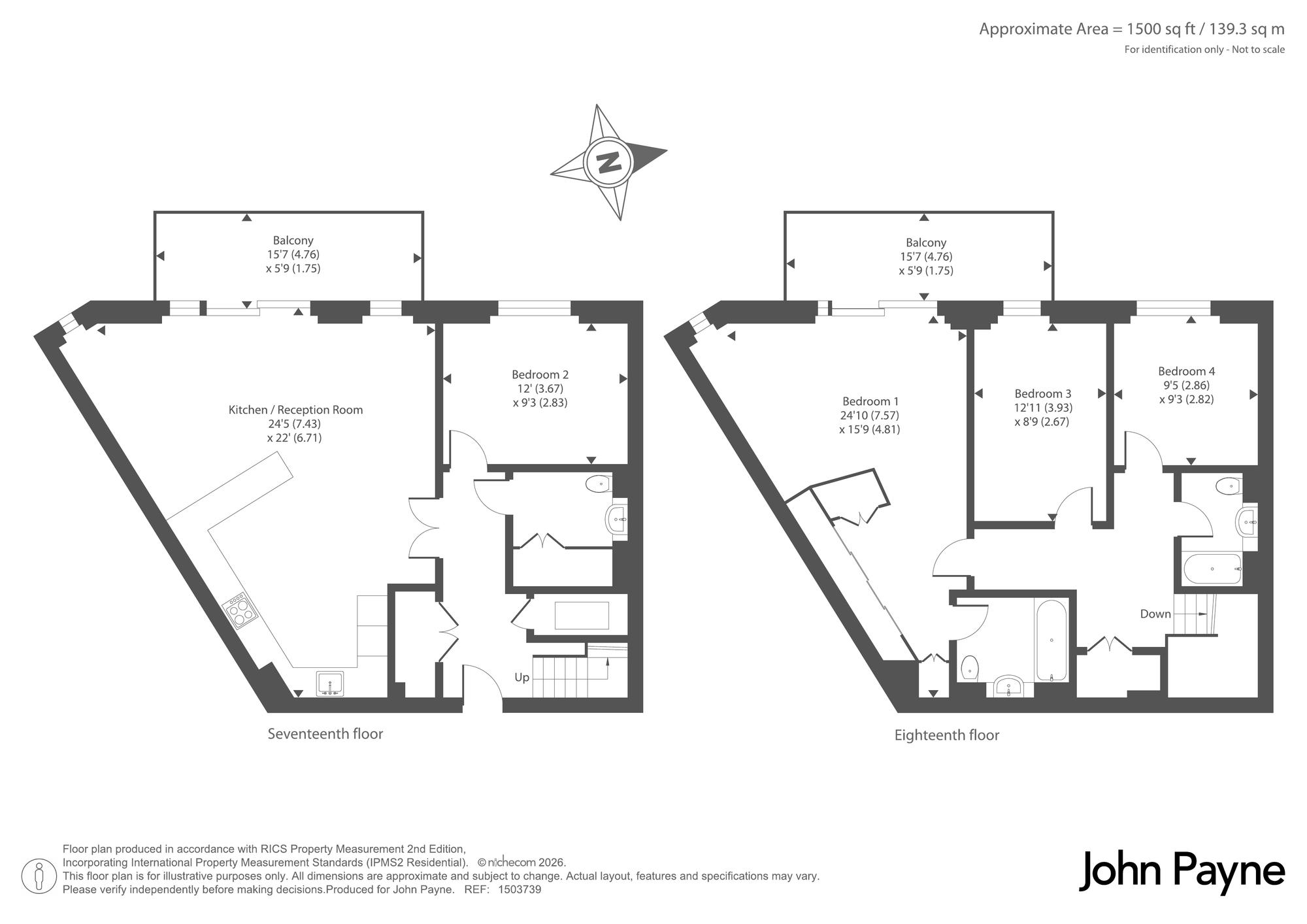 Flat 1704, Deveraux House, Duke Of Wellington Avenue, London floorplan