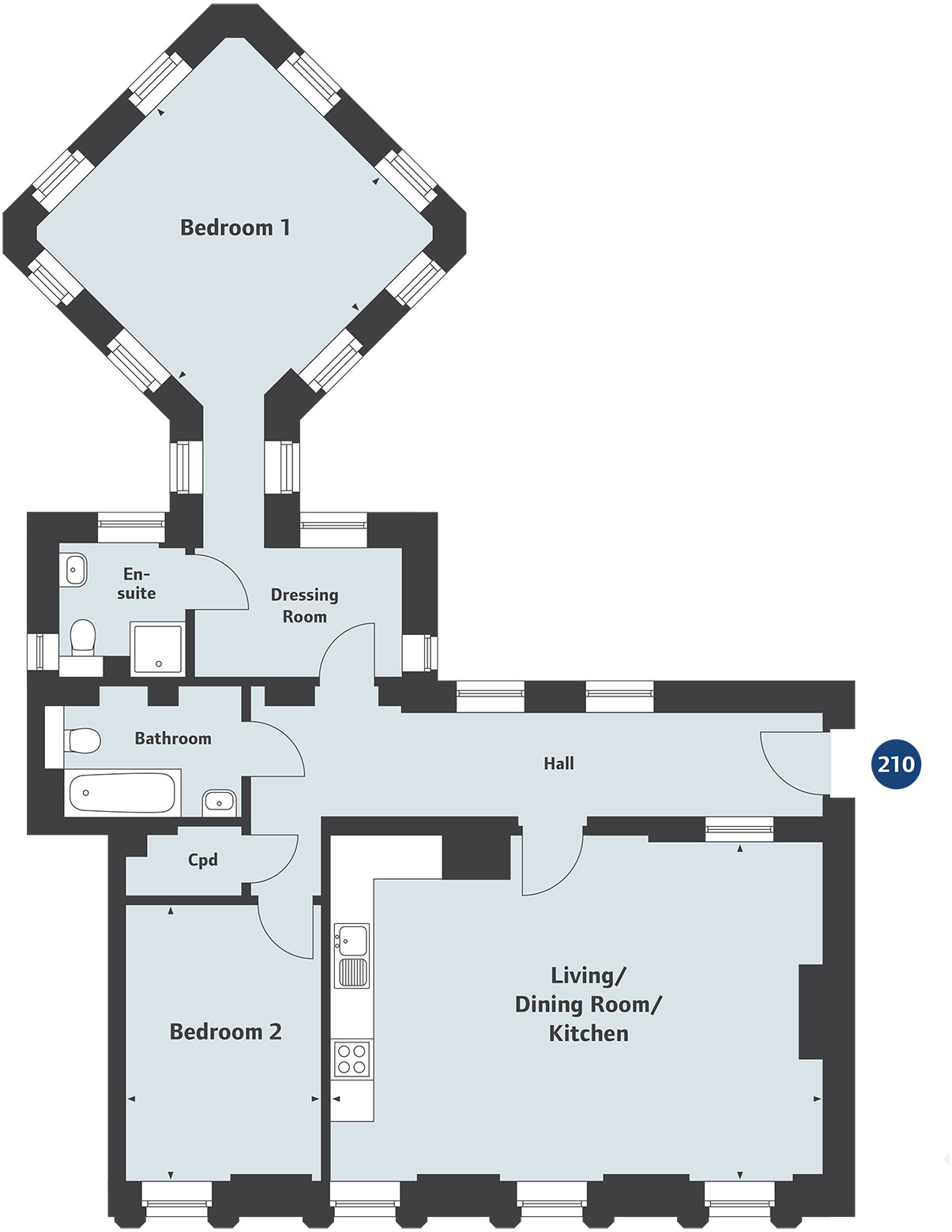 2 Bedrooms Flat for sale in 