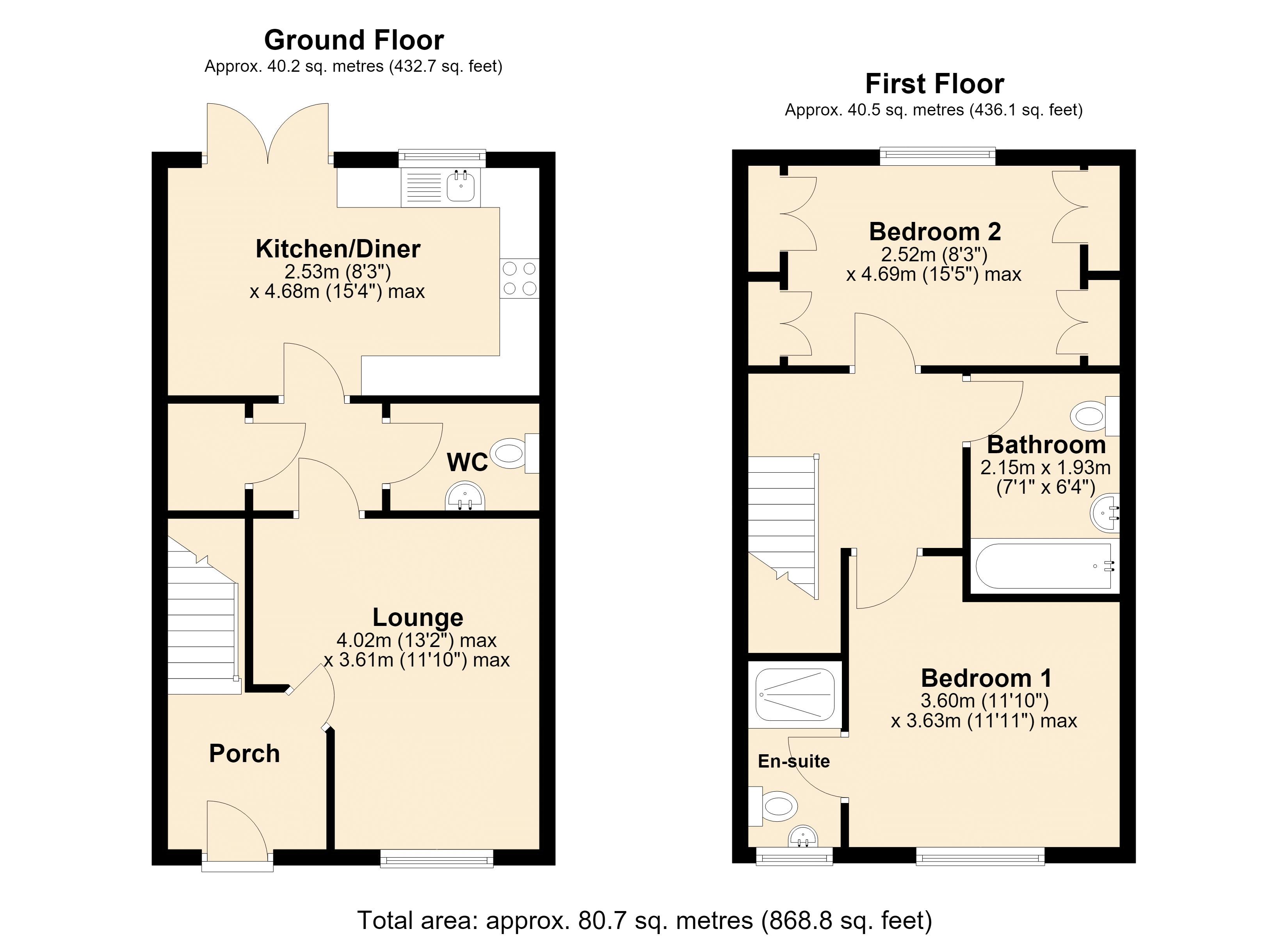 2, Skylark Grove, Ryton floorplan