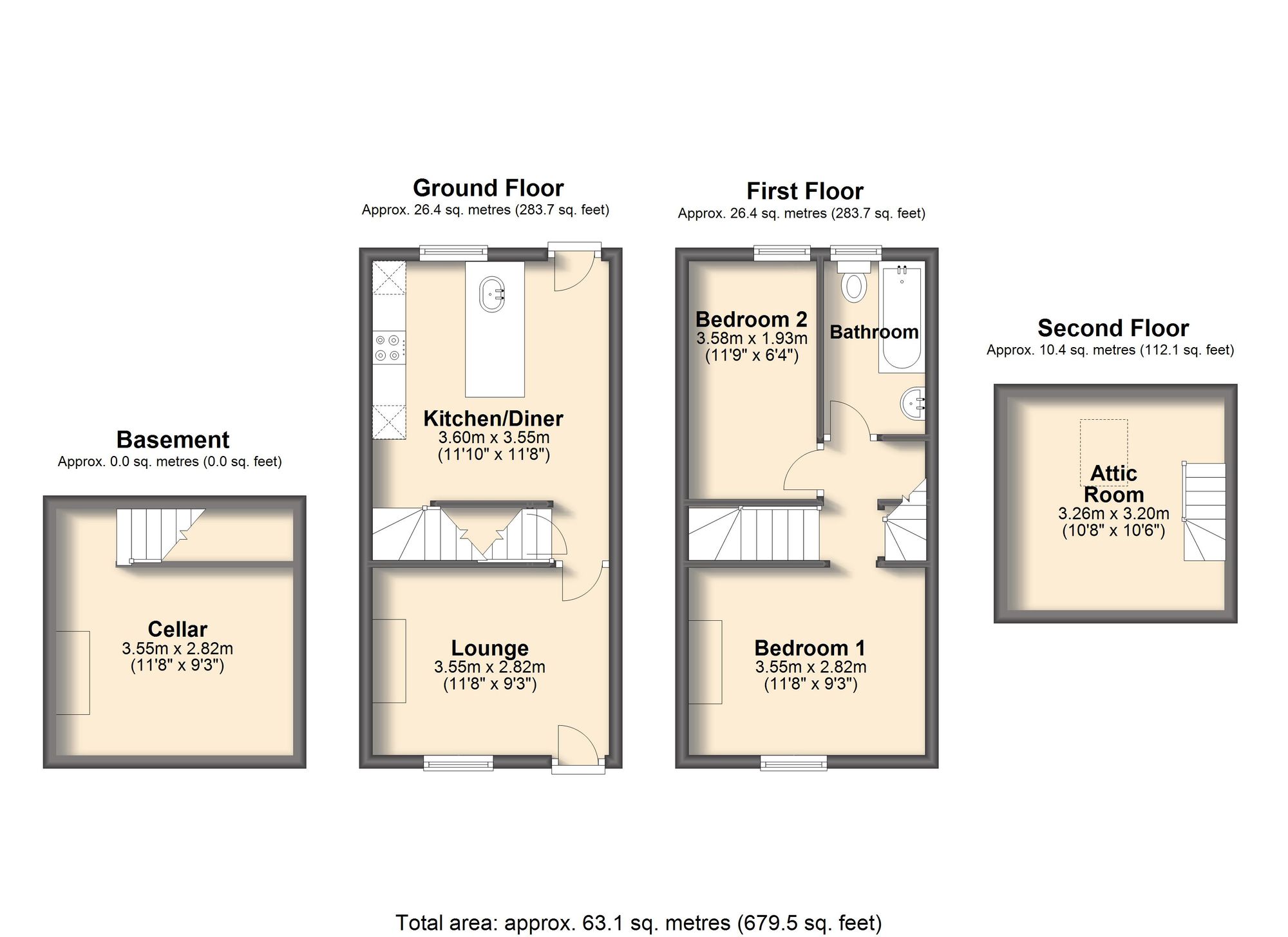 St. Johns Road, Chesterfield S41, 2 bedroom terraced house for sale