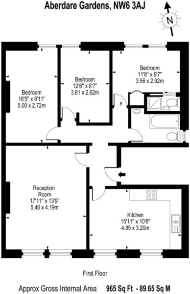 3 Bedrooms  to rent in Abedare Gardens, South Hampstead, London NW6