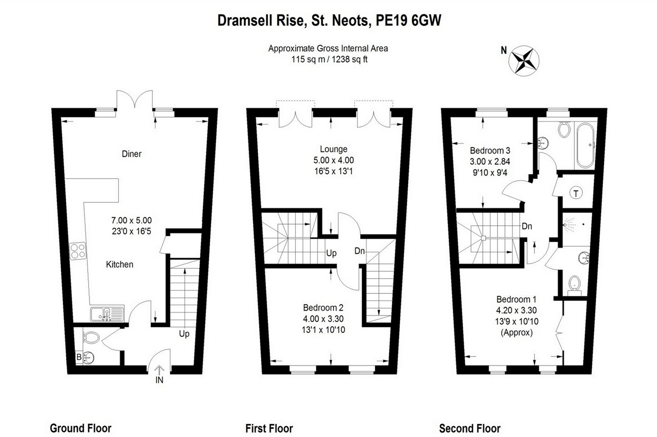 3 Bedrooms Terraced house for sale in Loves Farm, St Neots, Cambridgeshire PE19