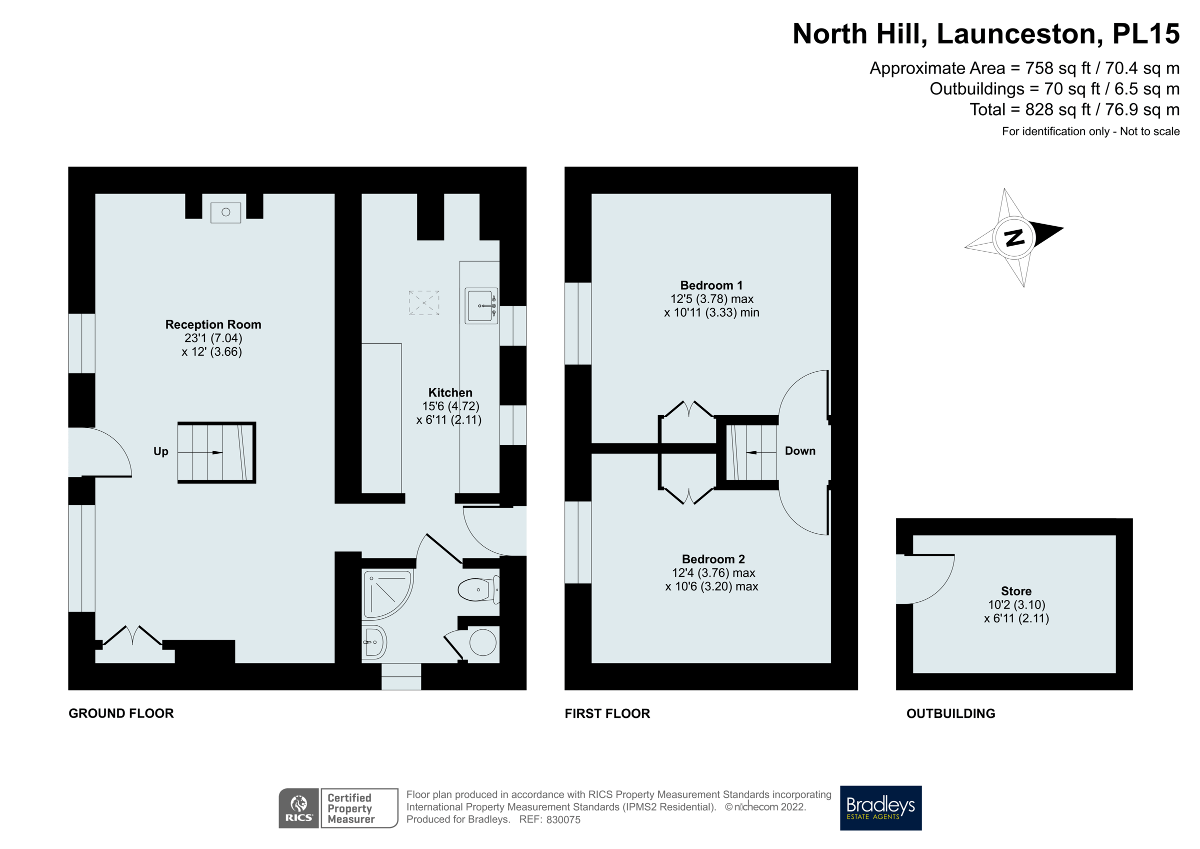 Middlewood, North Hill, Launceston, Cornwall PL15, 2 bedroom end