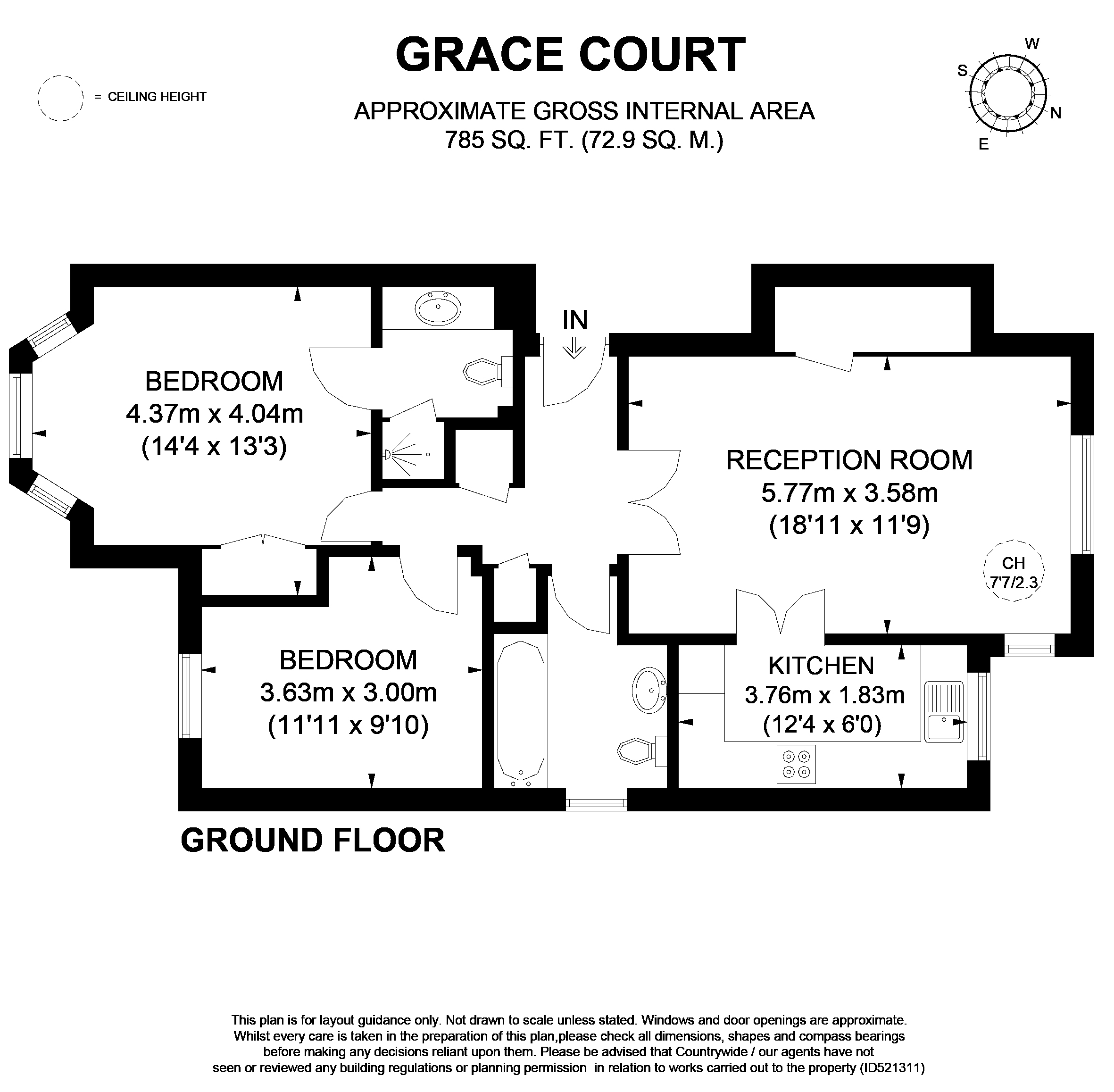 2 Bedrooms Flat to rent in Grace Court, Hampton Road TW2