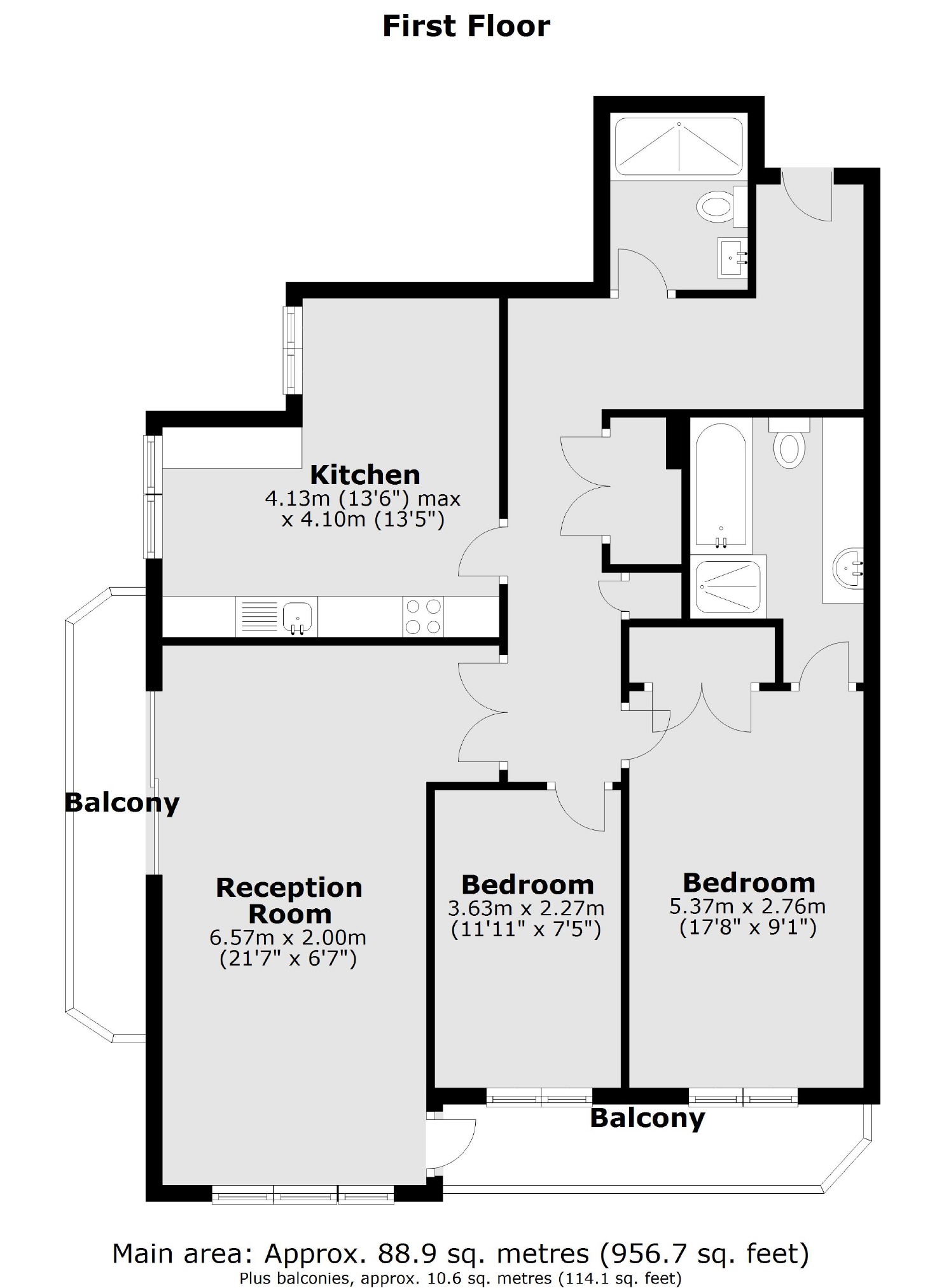 Flat 9, Beechcroft House, 47-49, Park View Road, London floorplan