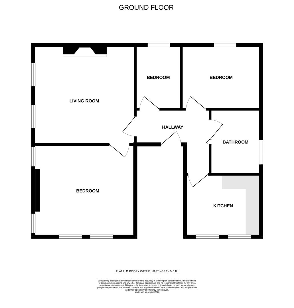 Flat 2, 11, Priory Avenue, Hastings floorplan