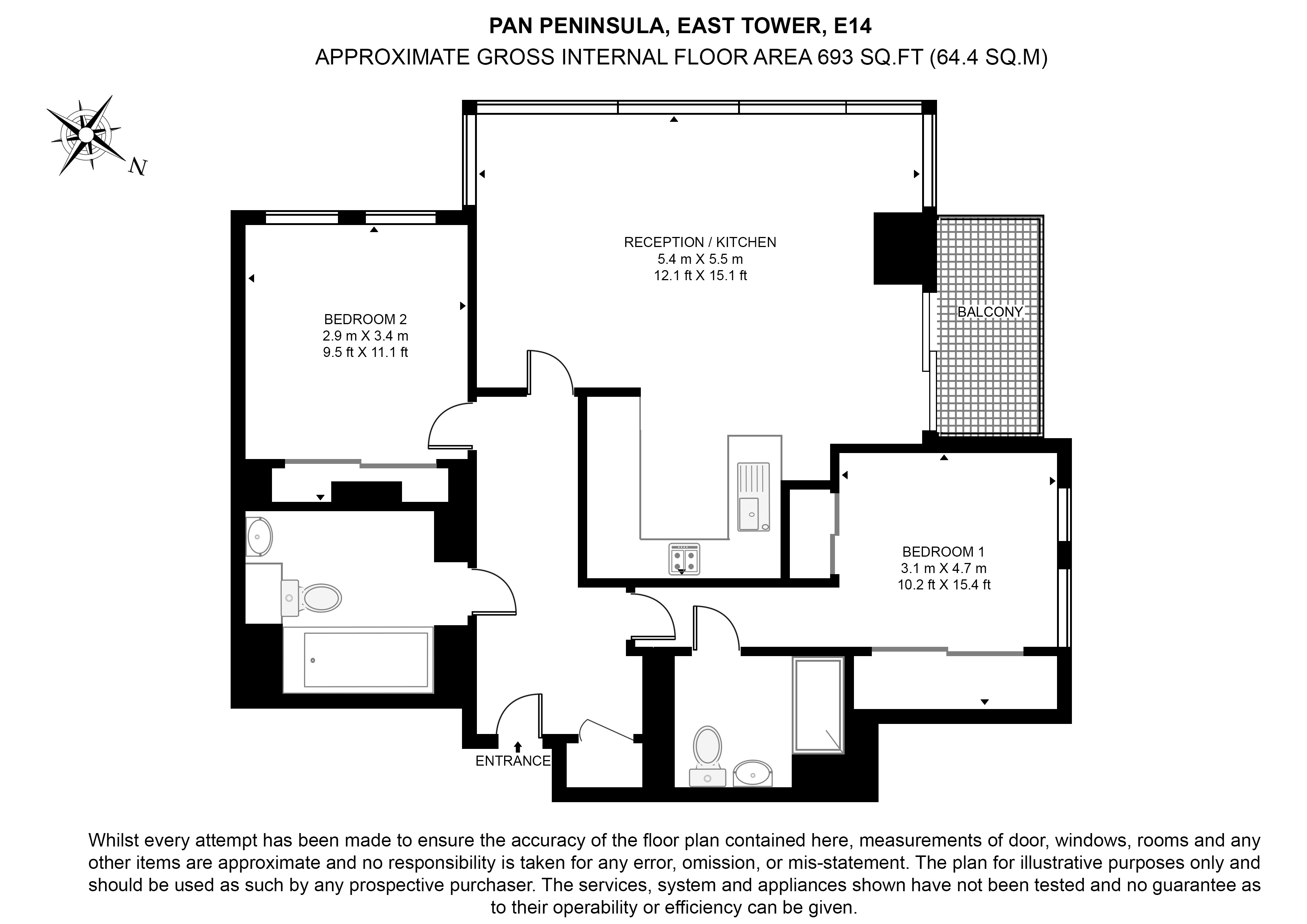 Apartment 901,, East Tower, Canary Wharf floorplan