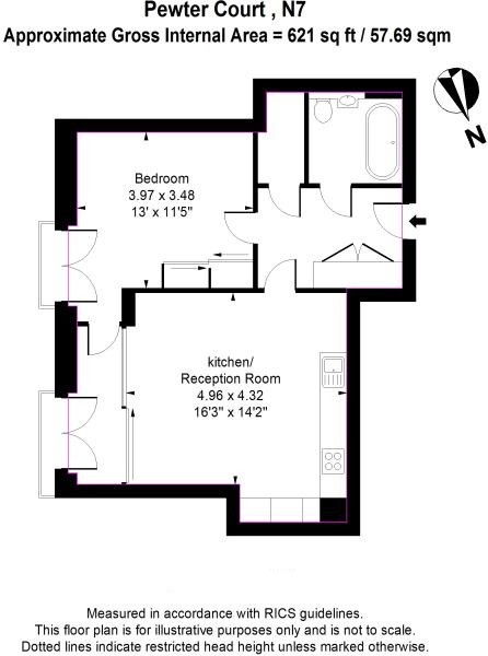 1 Bedrooms Flat to rent in Pewter Court, Caledonian Road, Islington, London N7