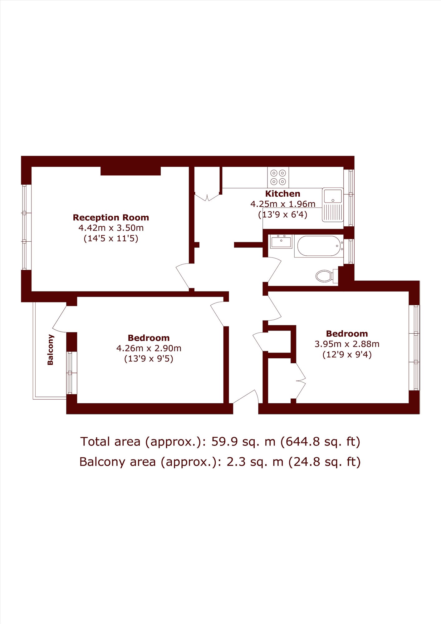 Flat 45, Westfields, Railway Side, London floorplan