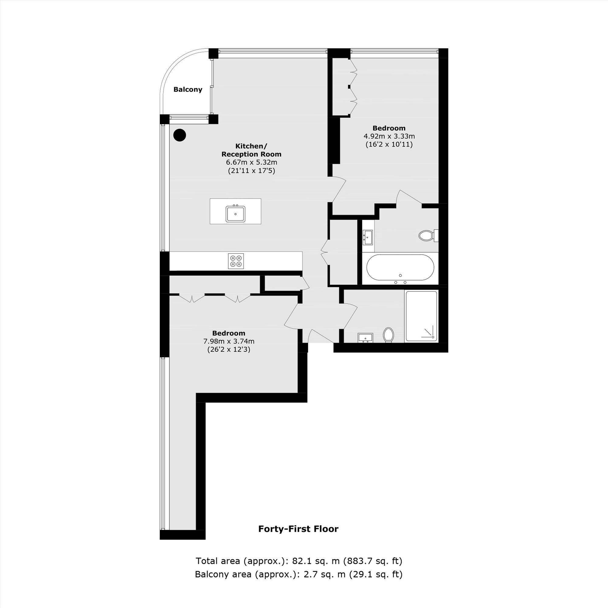 Flat 4103 2 Principal Place, Worship Street, London floorplan