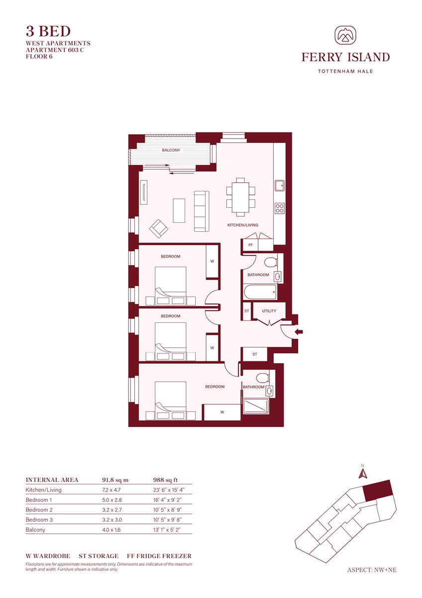 Ferry Island - 3 Bedroom Apartment,, Ferry Island Tottenham Hale, London floorplan