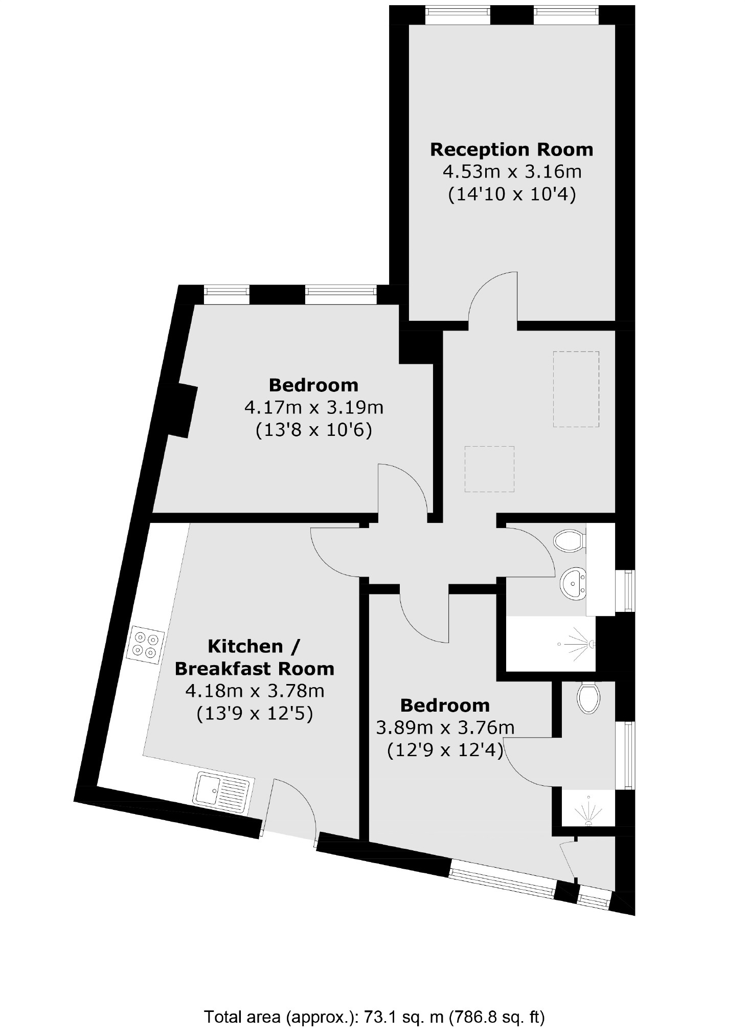 Second Floor Flat, 45, Goldhawk Road, London floorplan