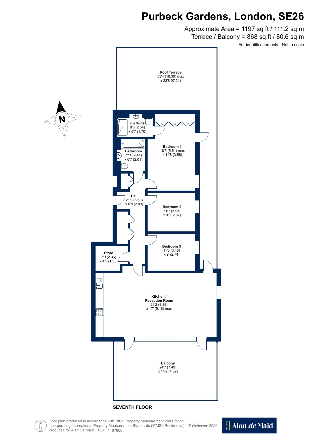 Flat 49, 3, Purbeck Gardens, London floorplan