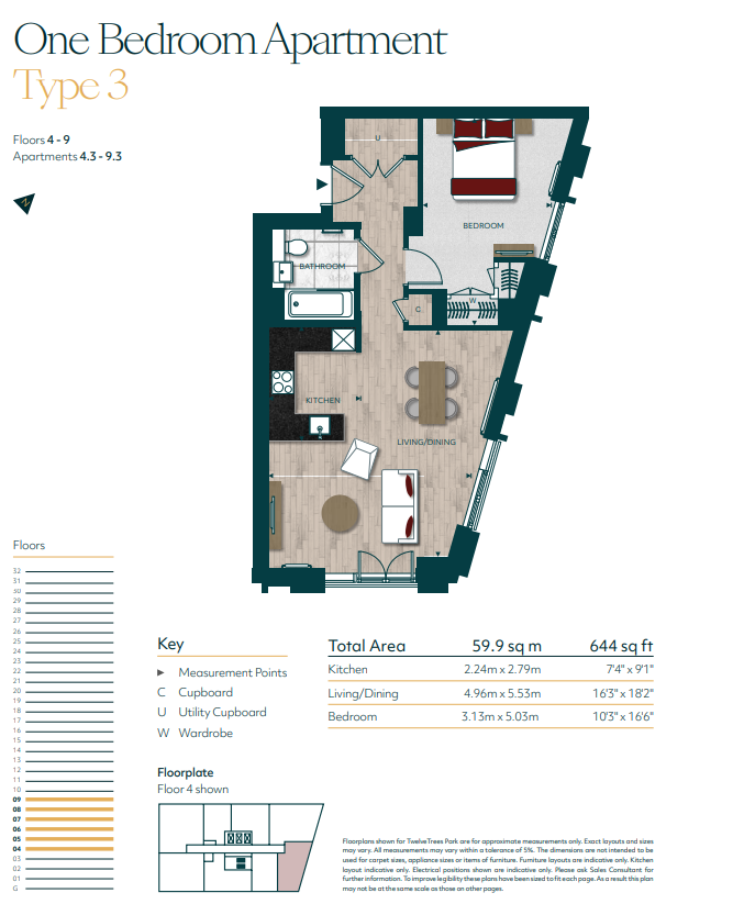SY18 Apartment 903, Manera Point, 1 Affinity View, London floorplan