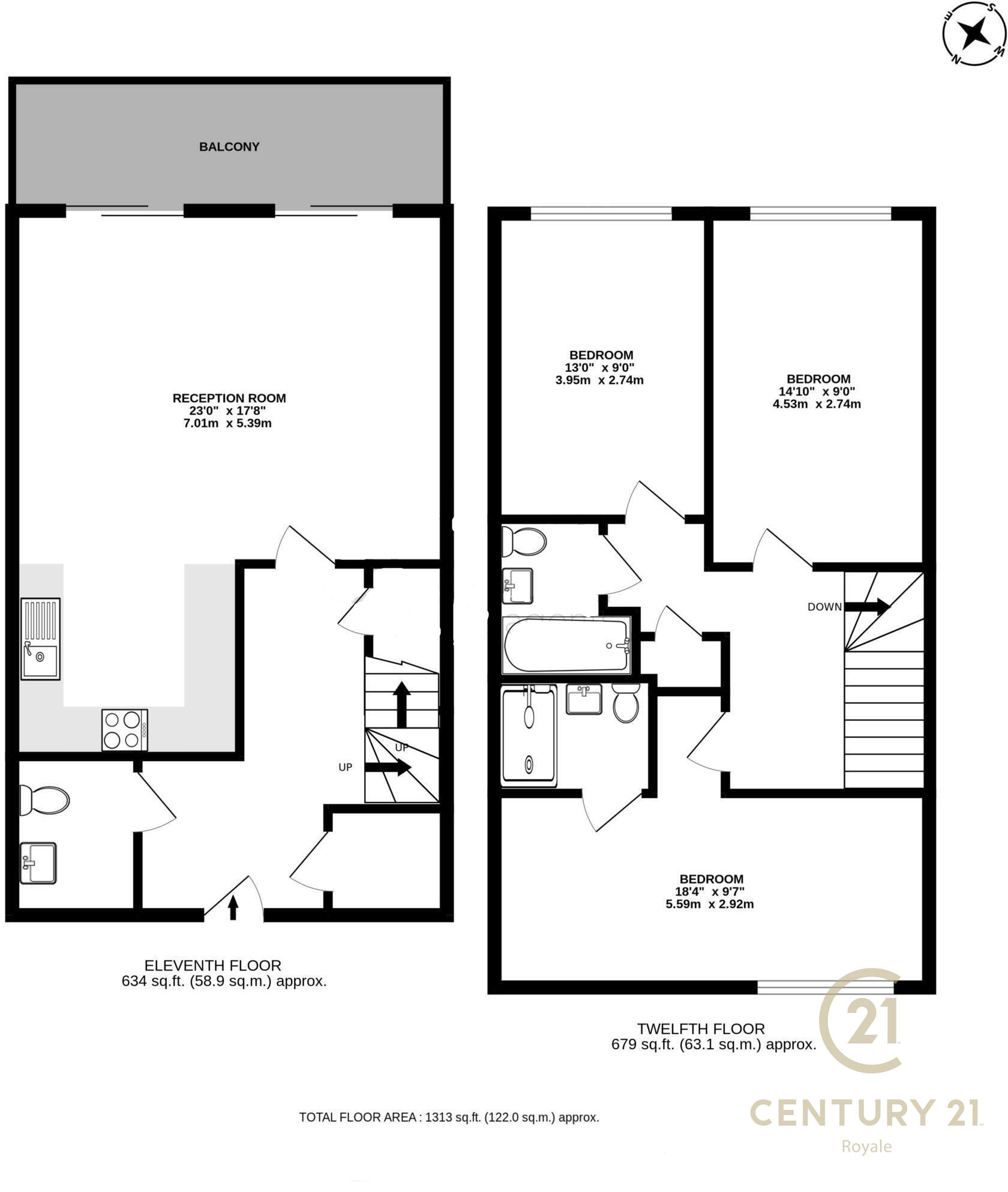 Flat 91, New Malden House 1, Blagdon Road, New Malden floorplan