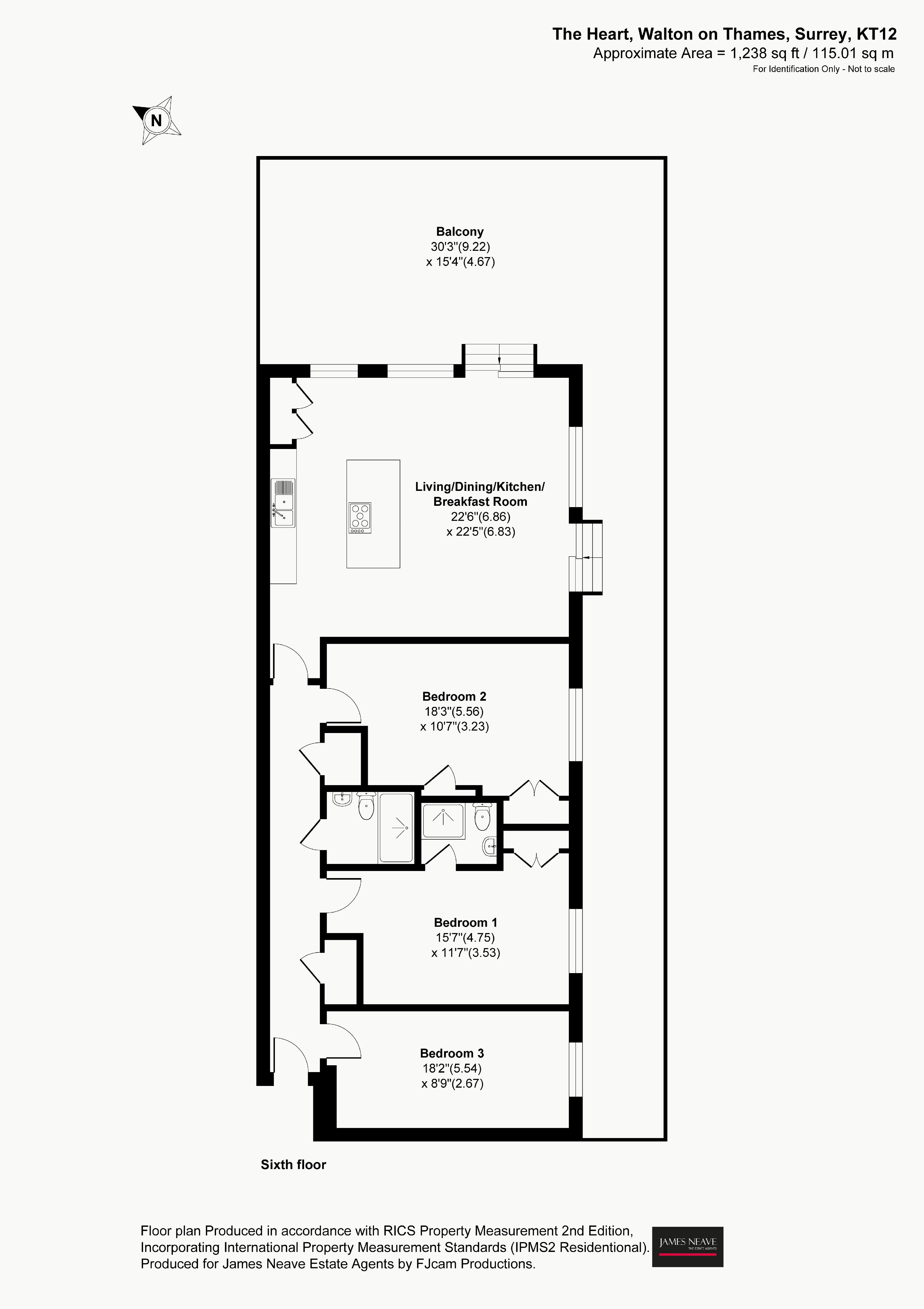 601, The Heart, Walton-On-Thames floorplan