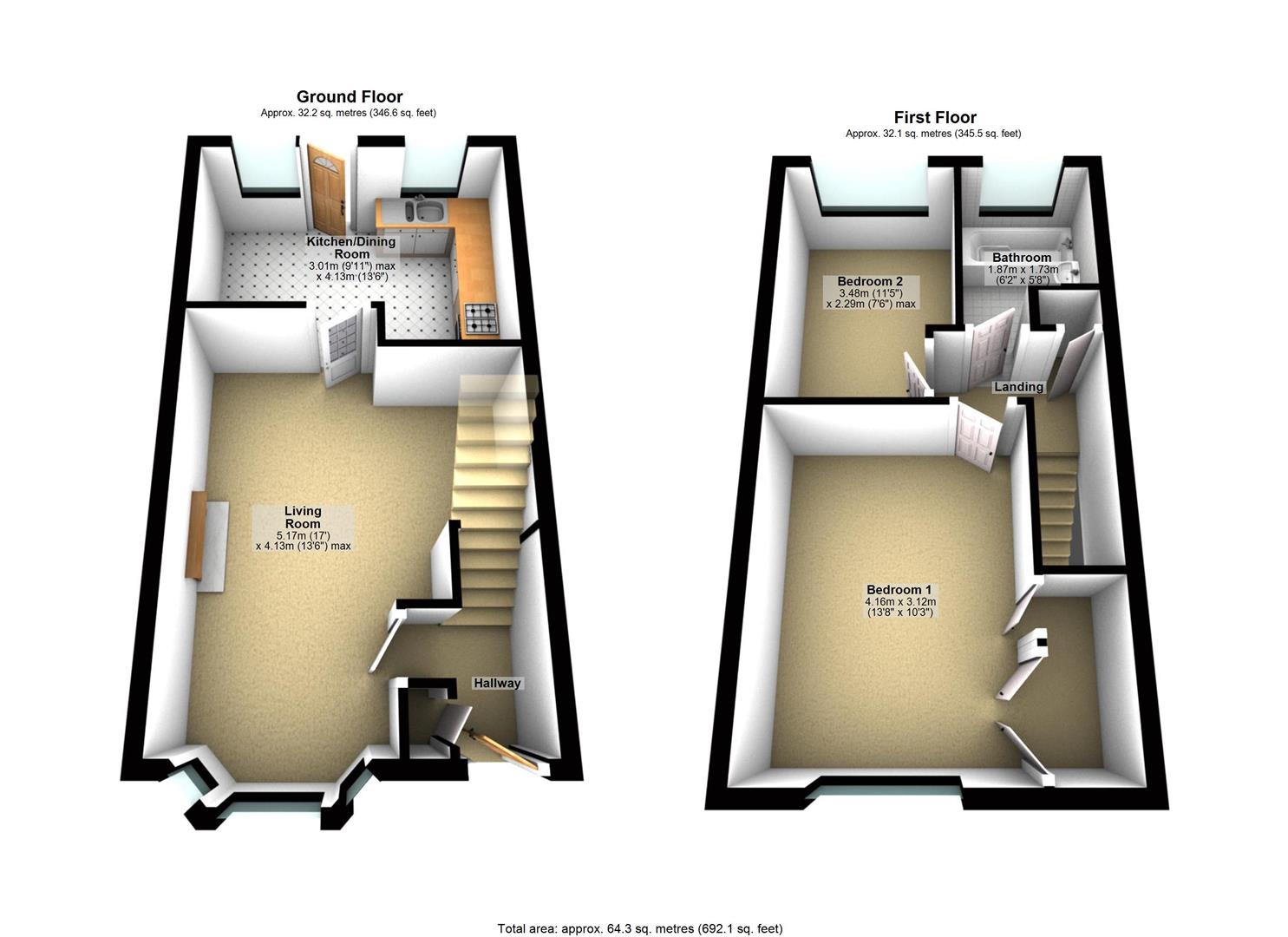 2 Bedrooms Town house for sale in Downham Close, Arnold, Nottingham NG5