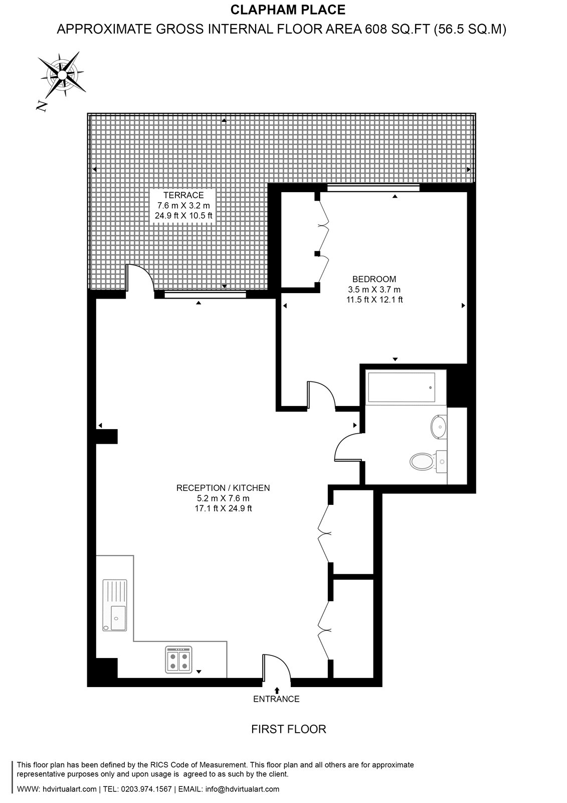 Flat 8 Clapham Place, 340A, Clapham Road, Brixton floorplan