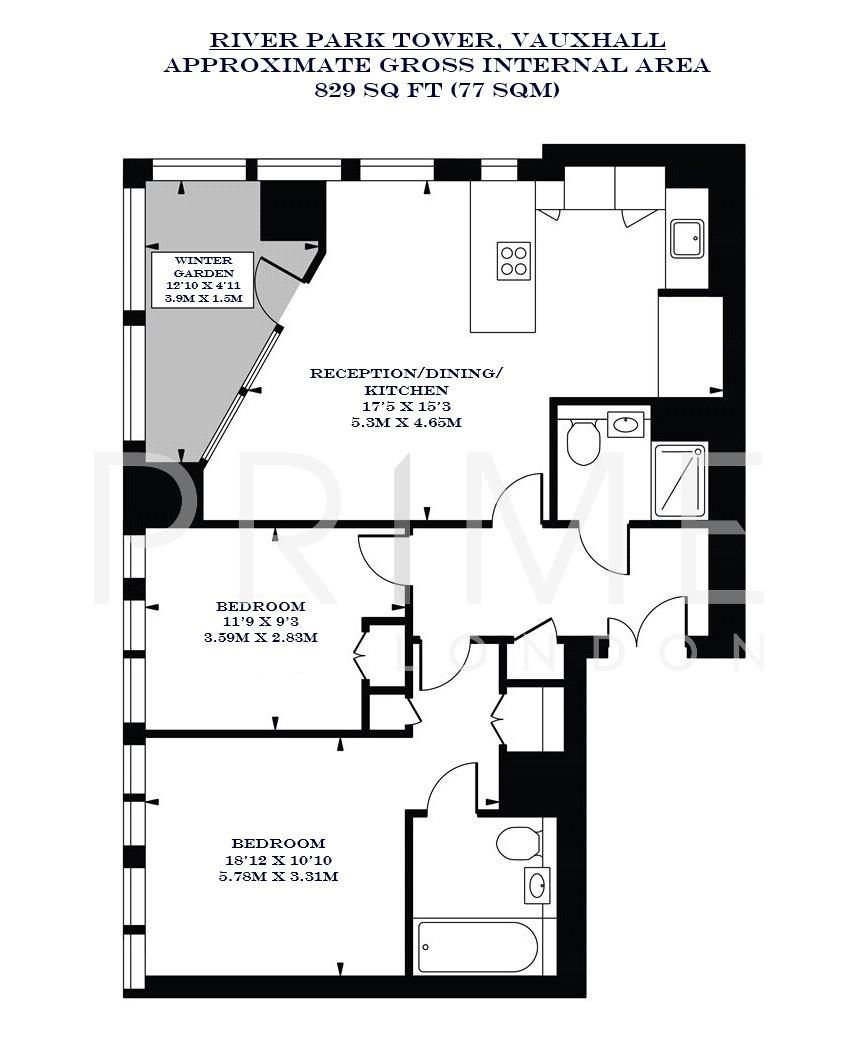706, River Park Tower, Nine Elms floorplan