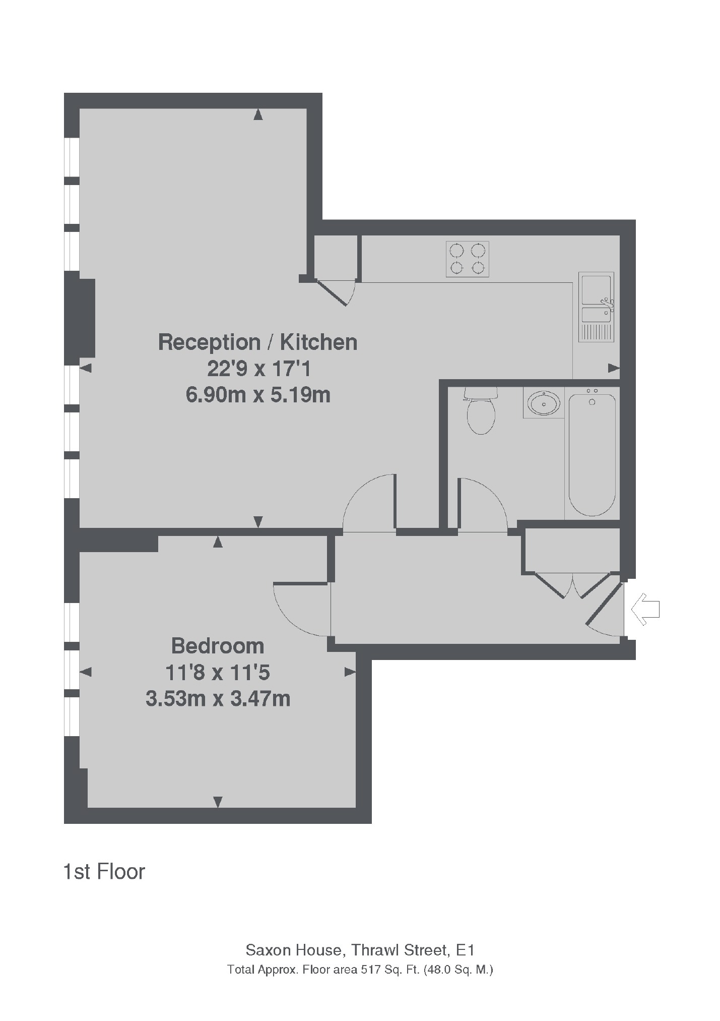Flat 2, Saxon House, 1, Thrawl Street, London floorplan