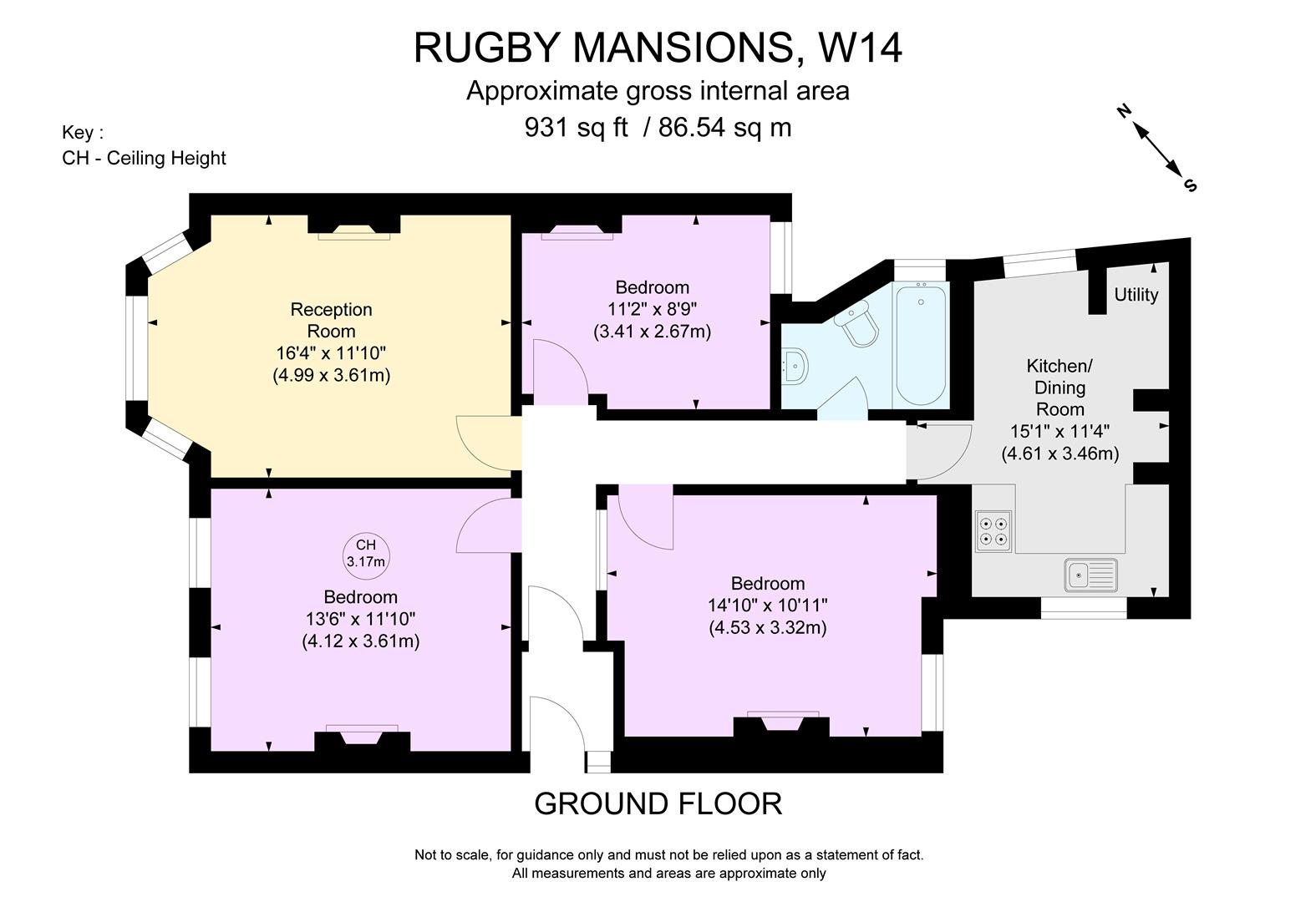 Flat 1, Rugby Mansions, Bishop Kings Road, London floorplan