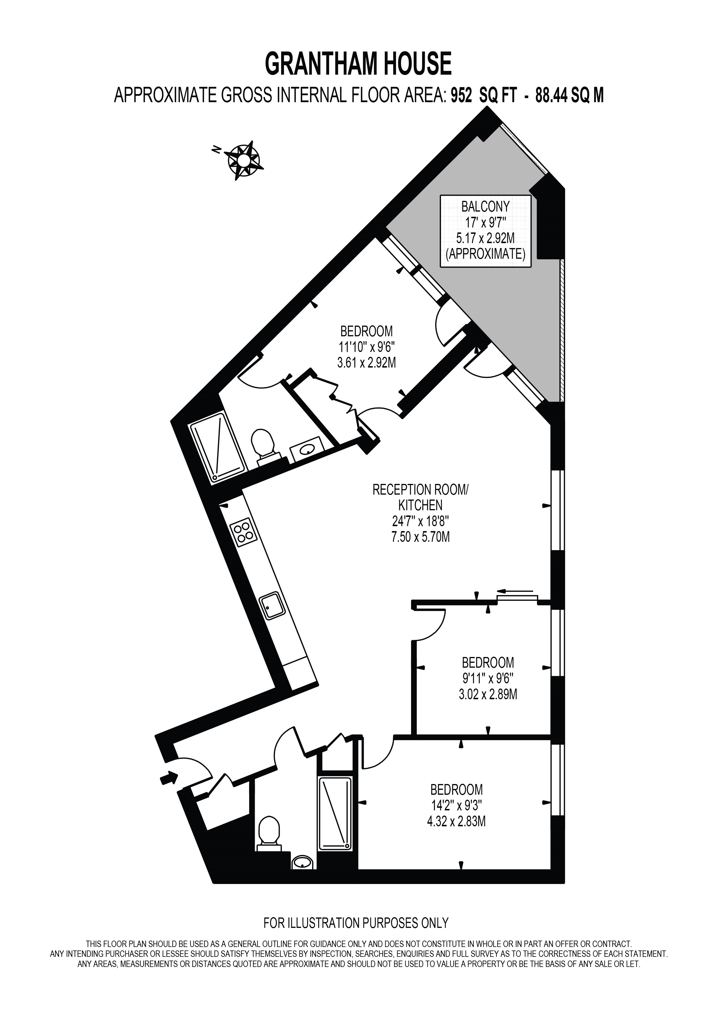 Flat 701 Grantham House 46, Botanic Square, London floorplan