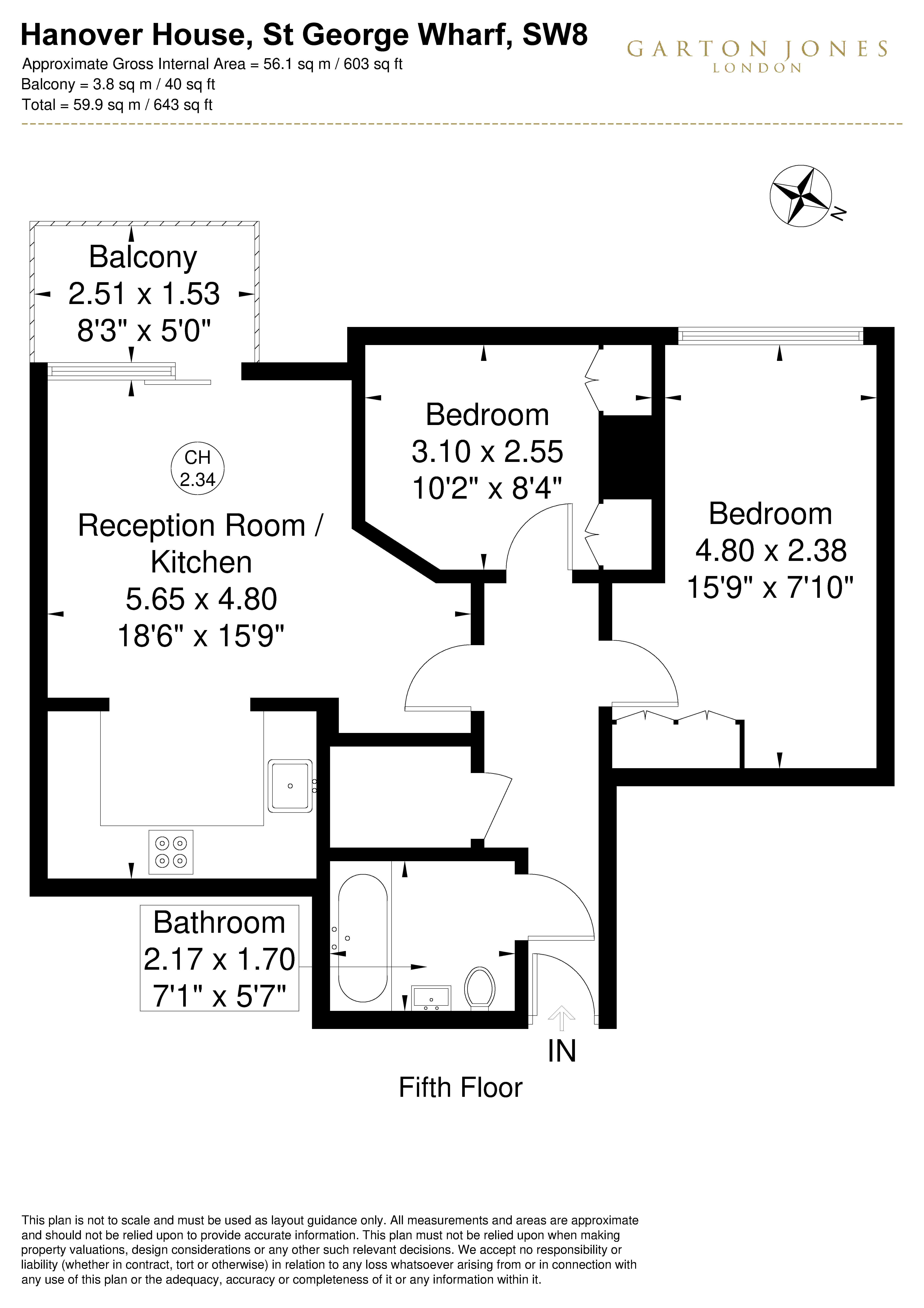 600, Hanover House, Vauxhall floorplan