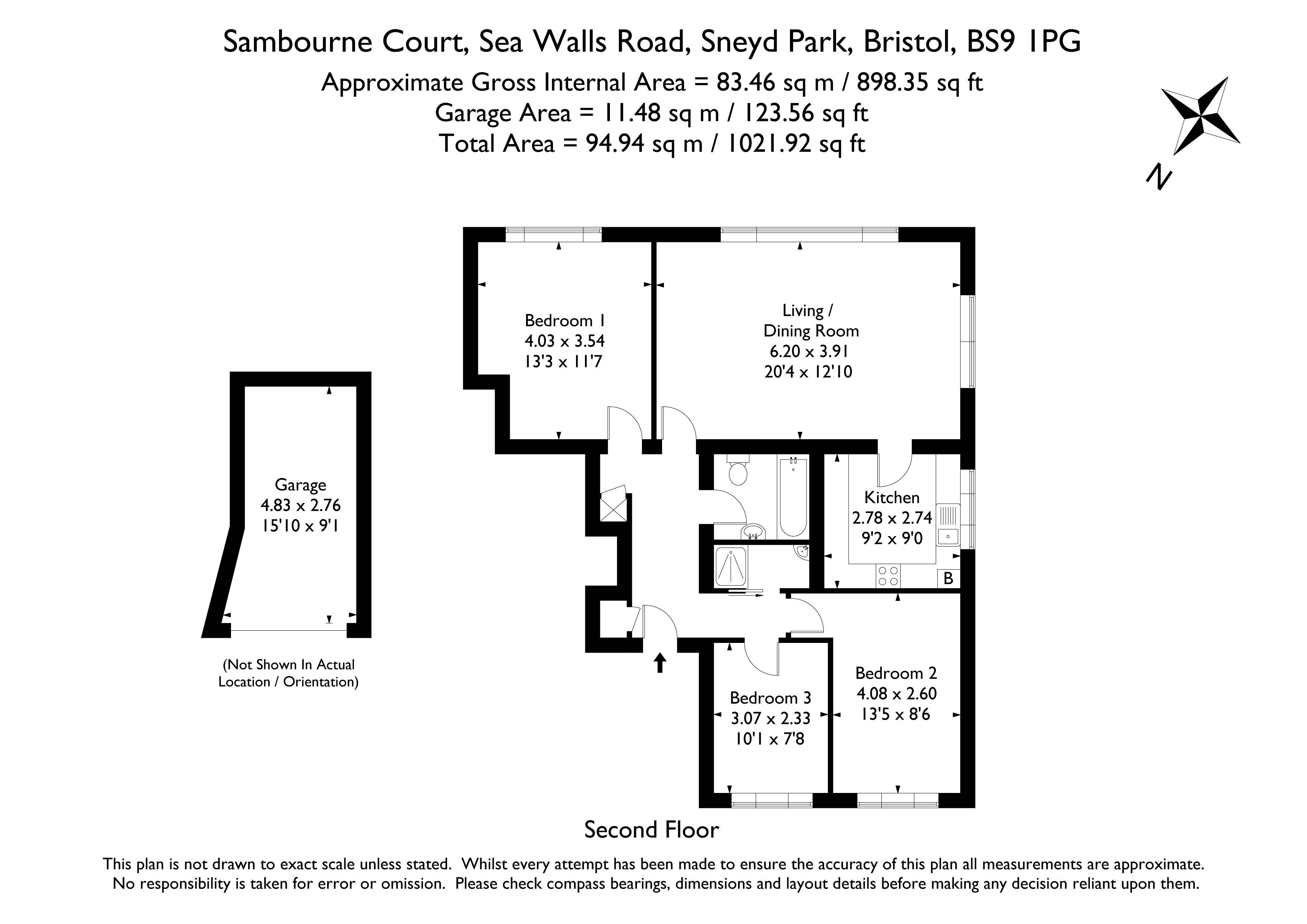 Second Floor Flat, Flat 3, Sambourne Court, Sea Walls Road, Bristol floorplan