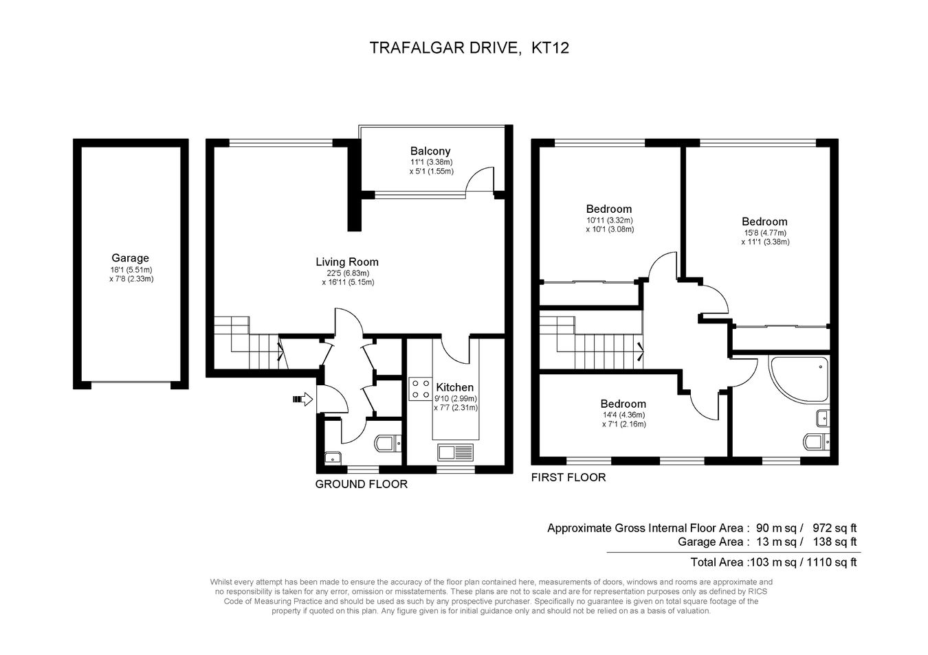 26, Trafalgar Drive, Walton-on-Thames floorplan