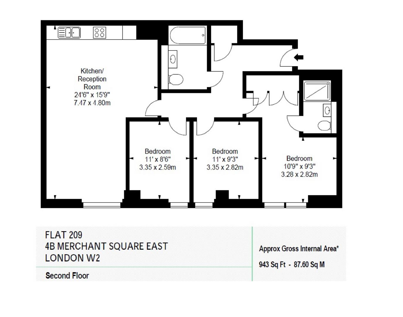 209, 4B, Merchant Square, London floorplan