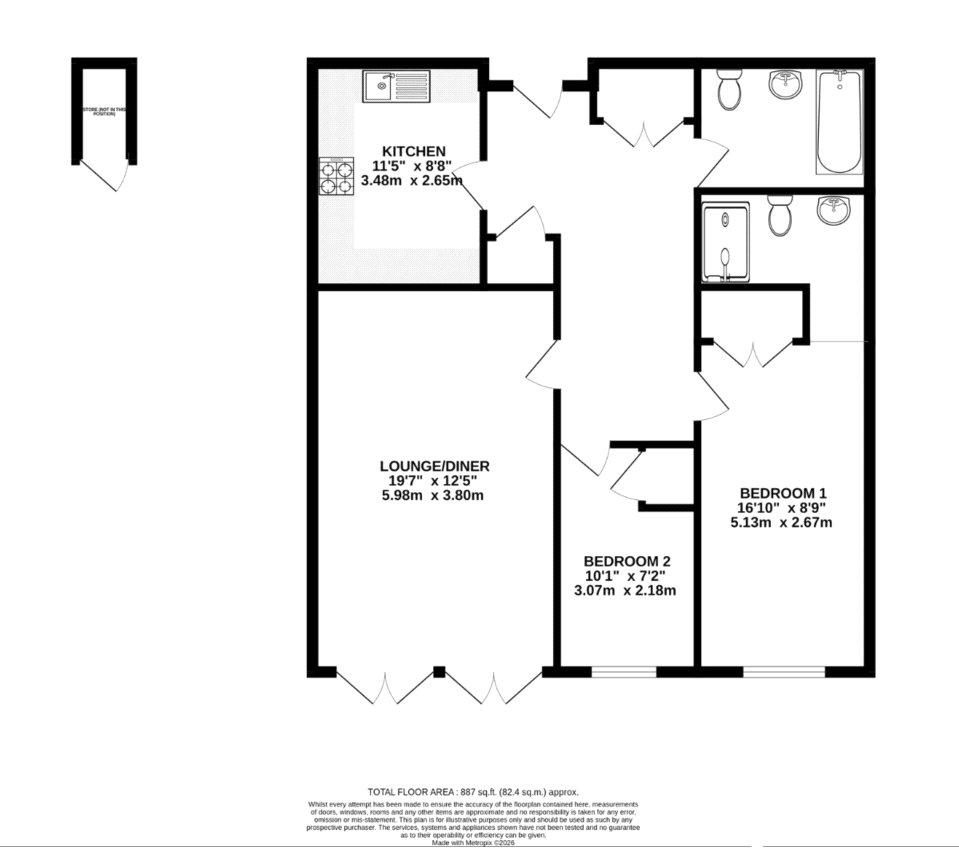 Flat 2, Farnham Cloisters, 41, Shortheath Road, Surrey floorplan